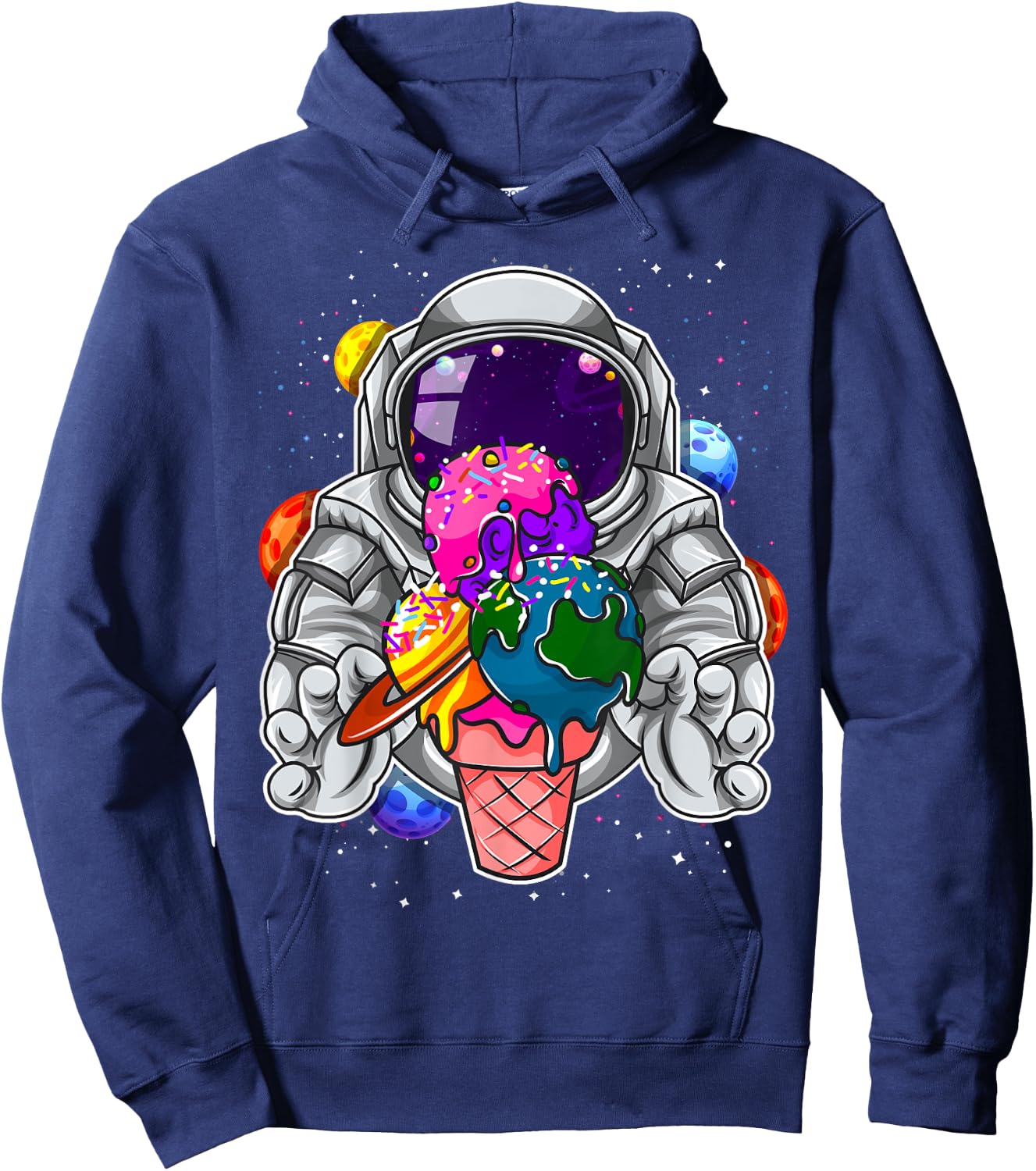 Astronaut Ice Cream Boys Girls Kids Planets Space Cosmonaut Hoodie - Hoodie | Navy