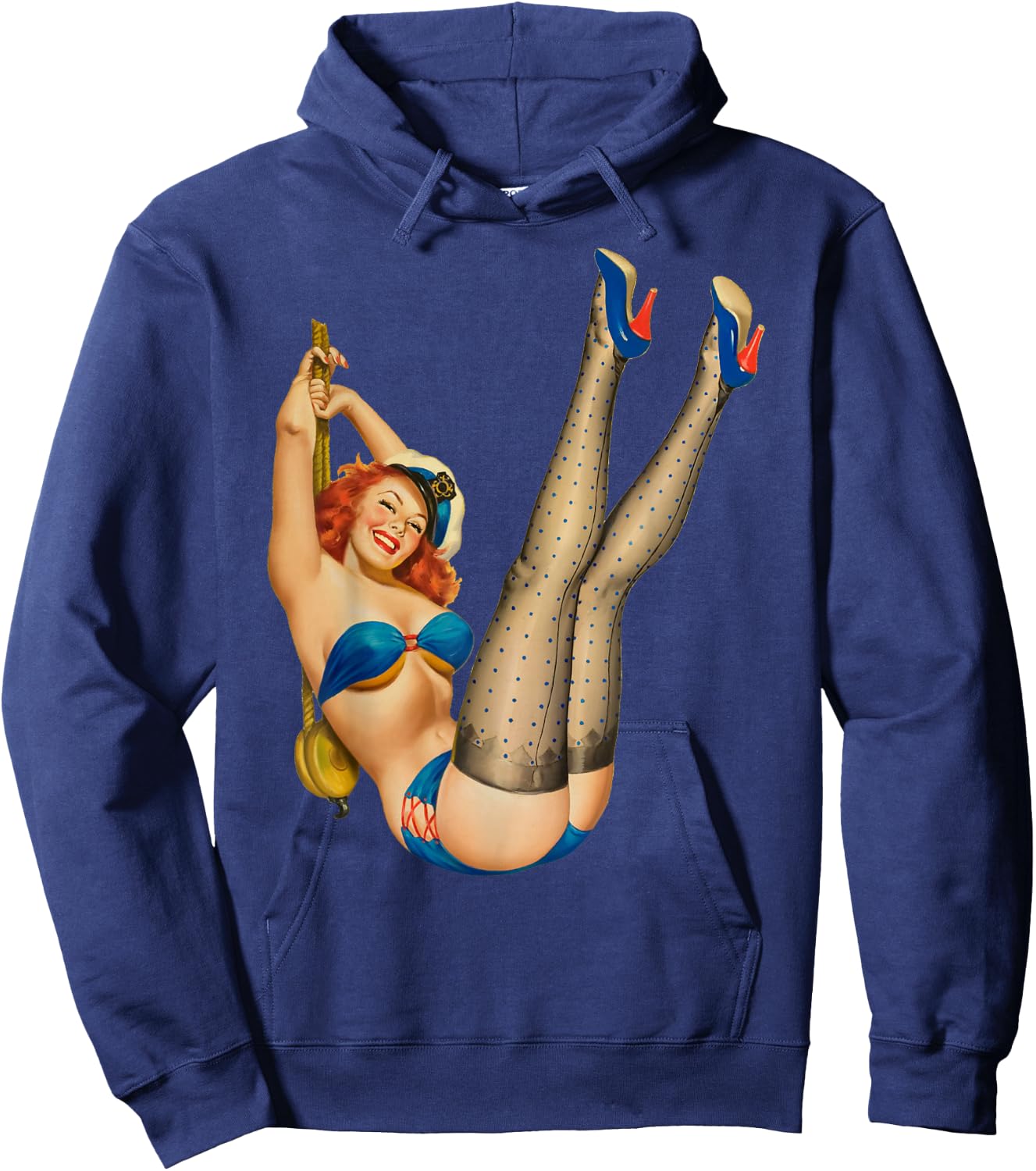 Vintage 1940's Pin-up Girl Sexy Classic Retro American Art Hoodie - Hoodie | Navy