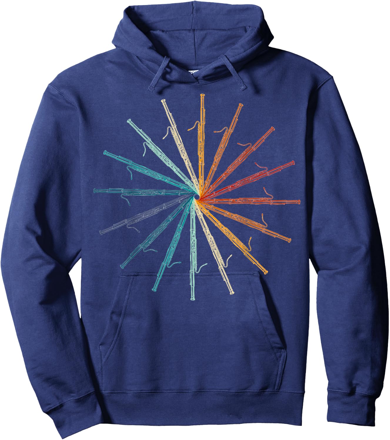 Funny Bassoon Retro Rainbow - Bassoon Player Orchestra Band Hoodie - Hoodie | Navy