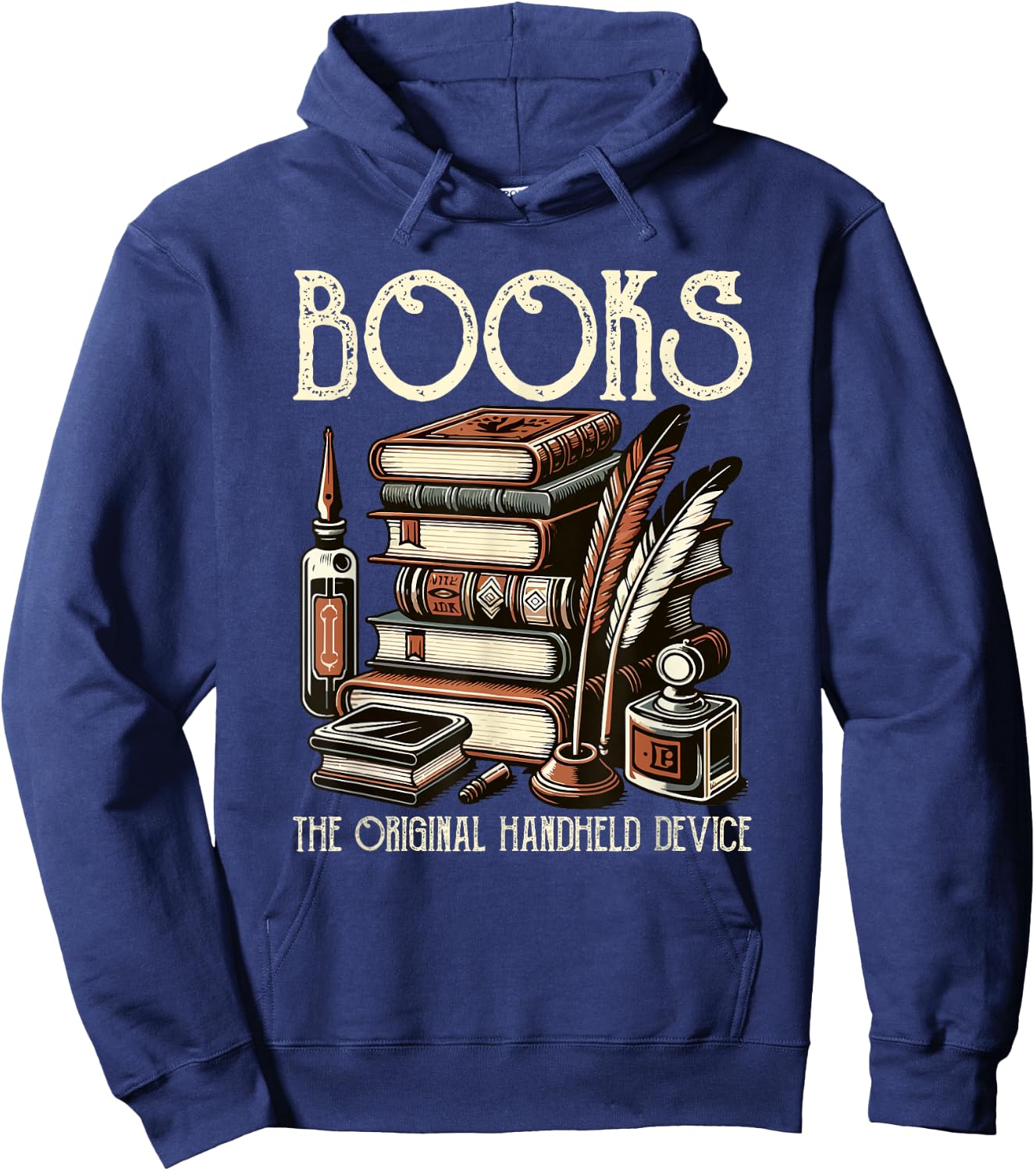Books Original Handheld Device Book Librarian Hoodie - Hoodie | Navy