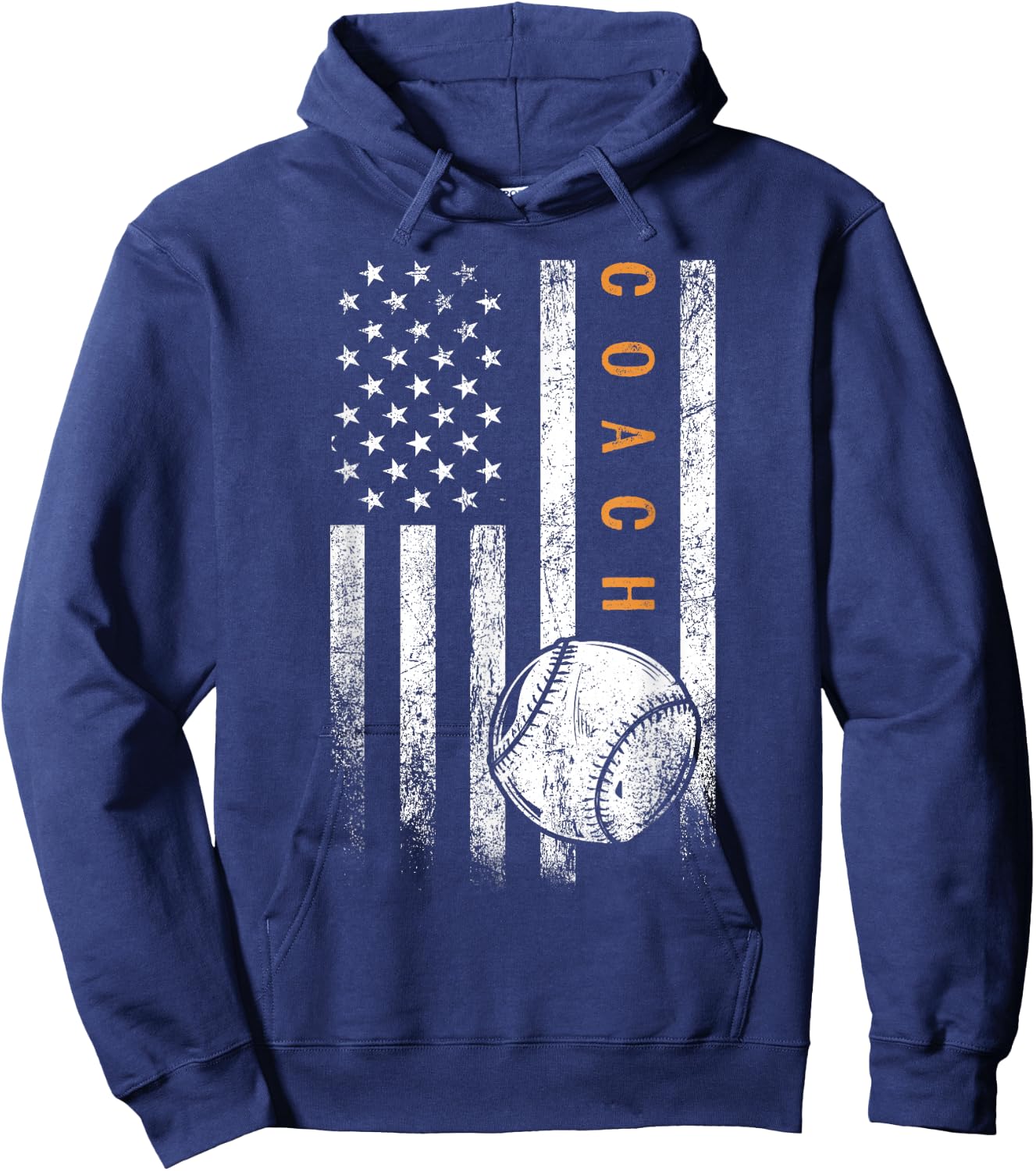 Baseball Coach American Flag Baseball Trainer Coaching Hoodie - Hoodie | Navy