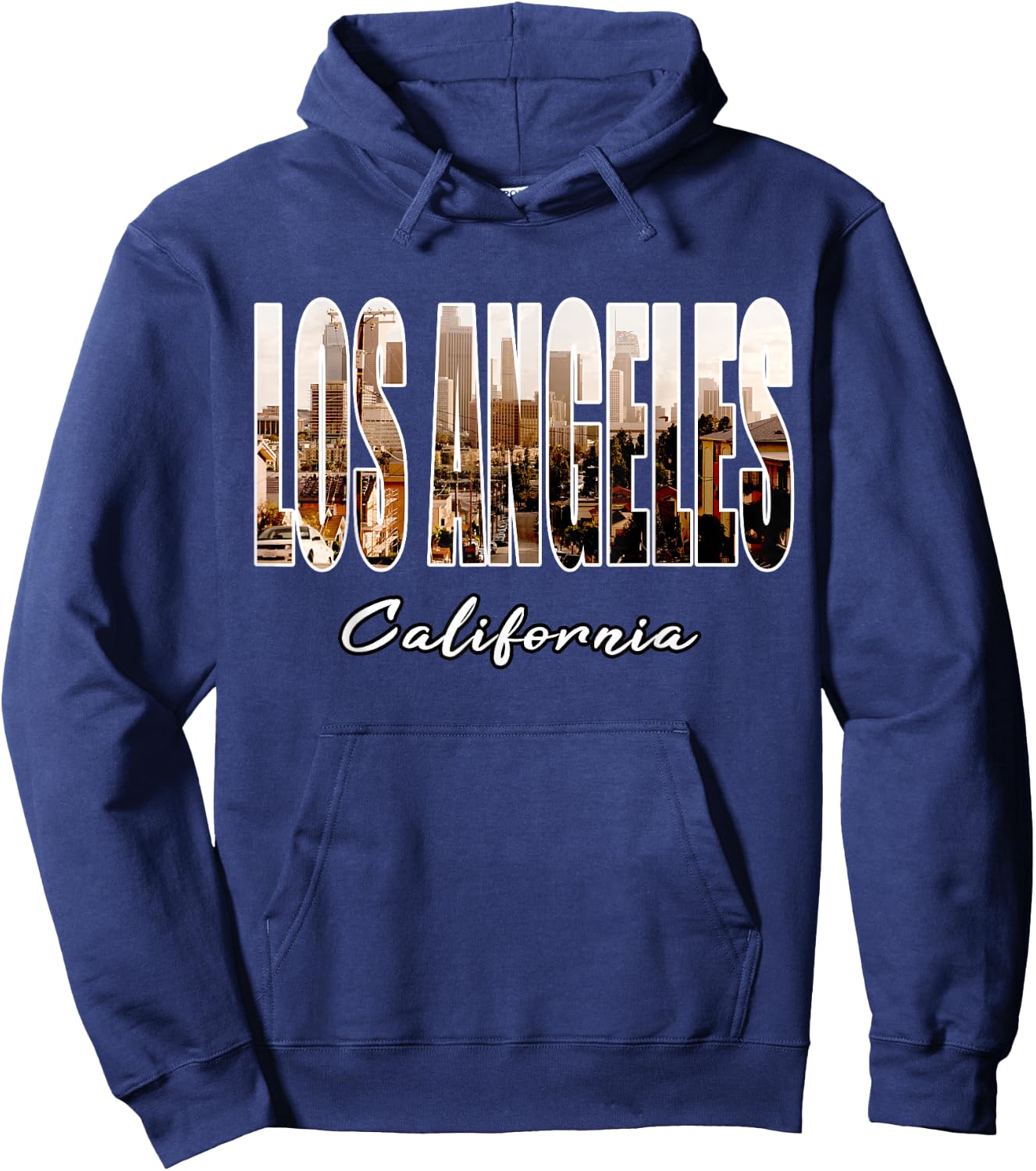 Los Angeles California Font Skyline Urban Photography LA Hoodie - Hoodie | Navy