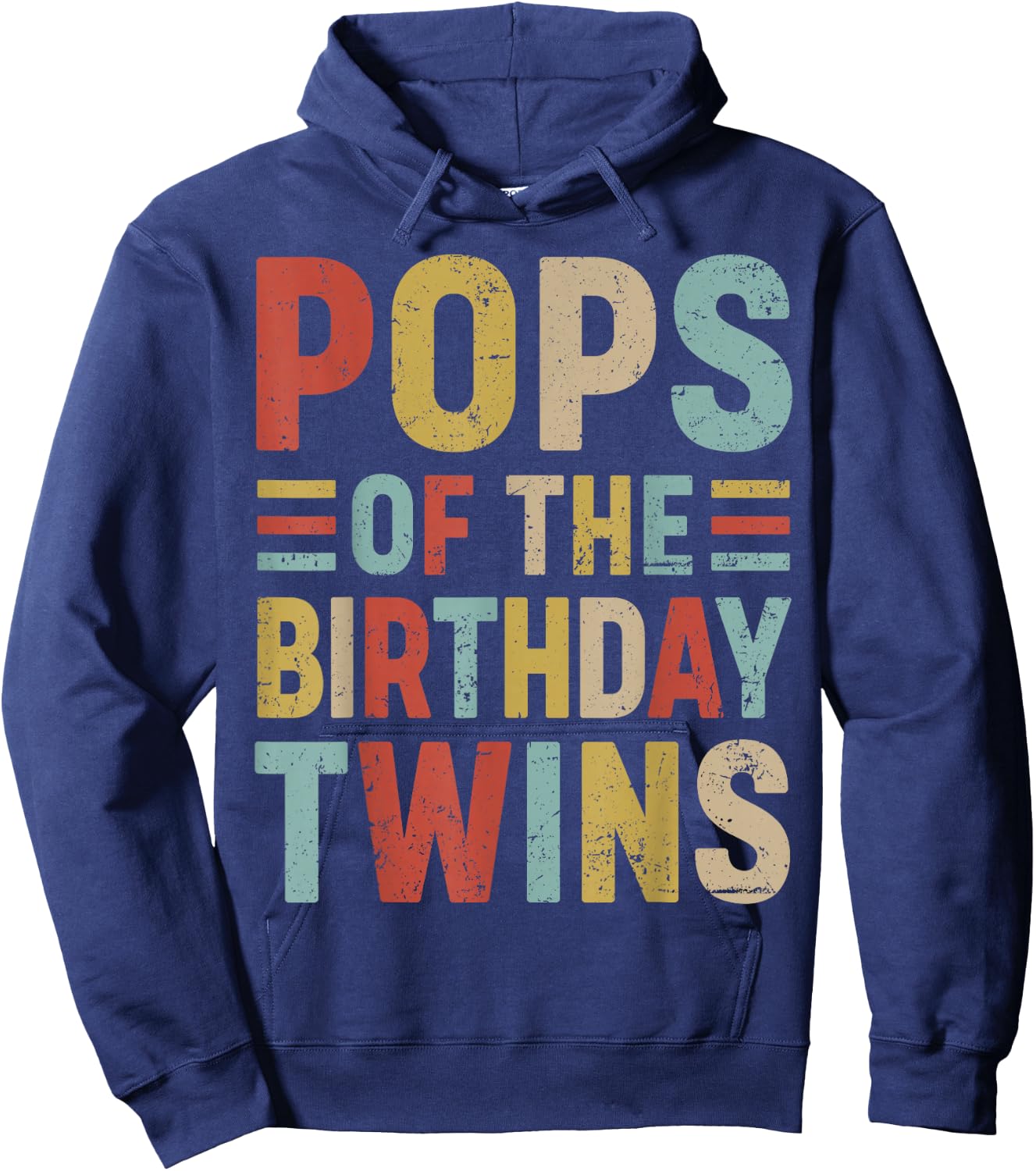 Pops of The Birthday Twins Family Matching Bday Party Hoodie - Hoodie | Navy