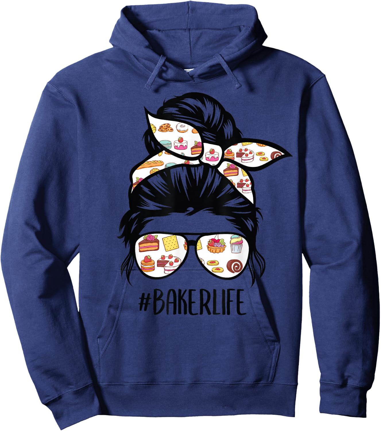 Baker Life Messy Bun Hair Baking Funny Pastry Baker Chef Hoodie - Hoodie | Navy