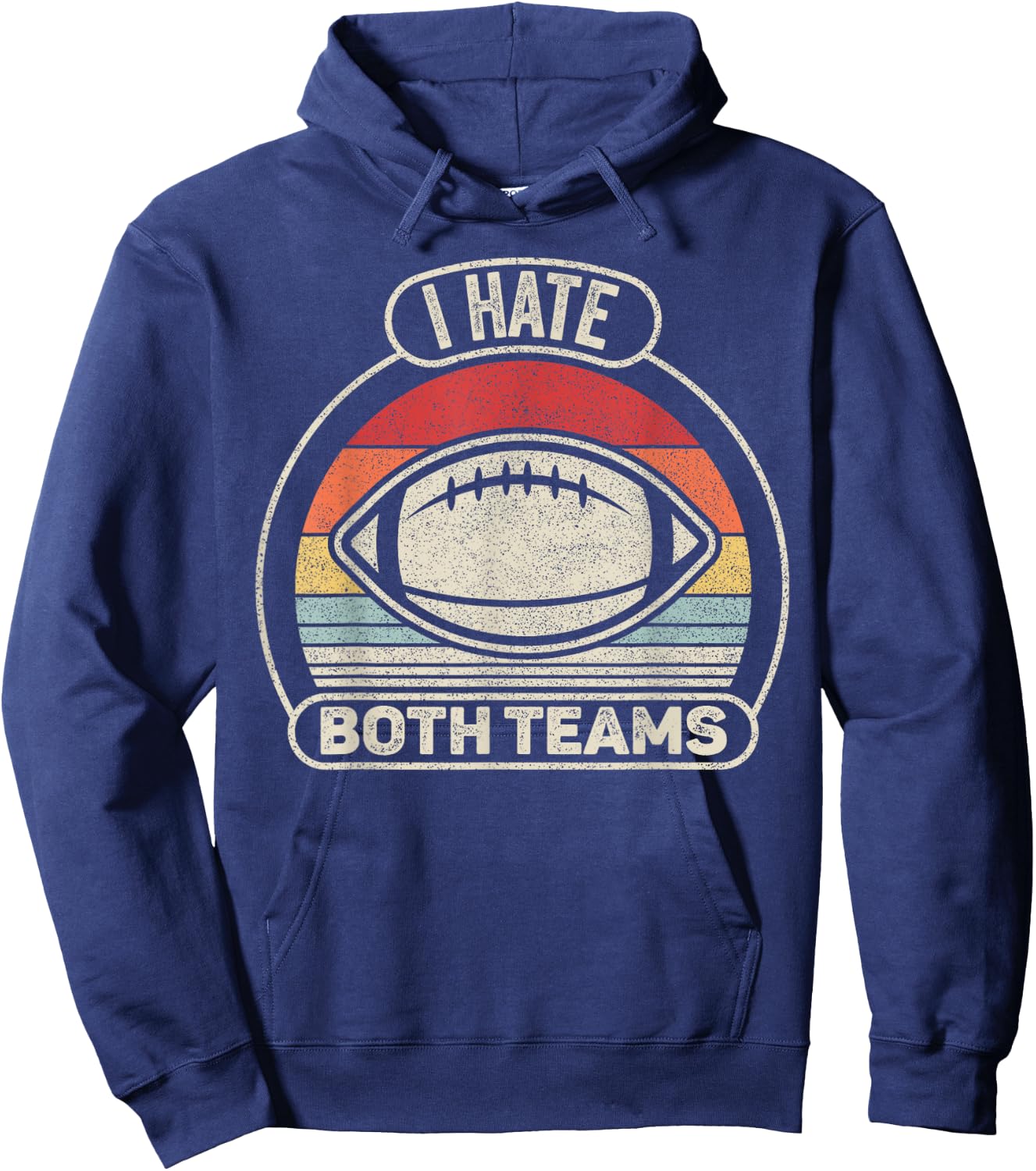 Catch Some Rays Vintage Retro I Hate Both Teams - Black - Small - -Adults - Short Sleeve - Classic Fit - - Retro Sports Hoodie - Hoodie | Navy