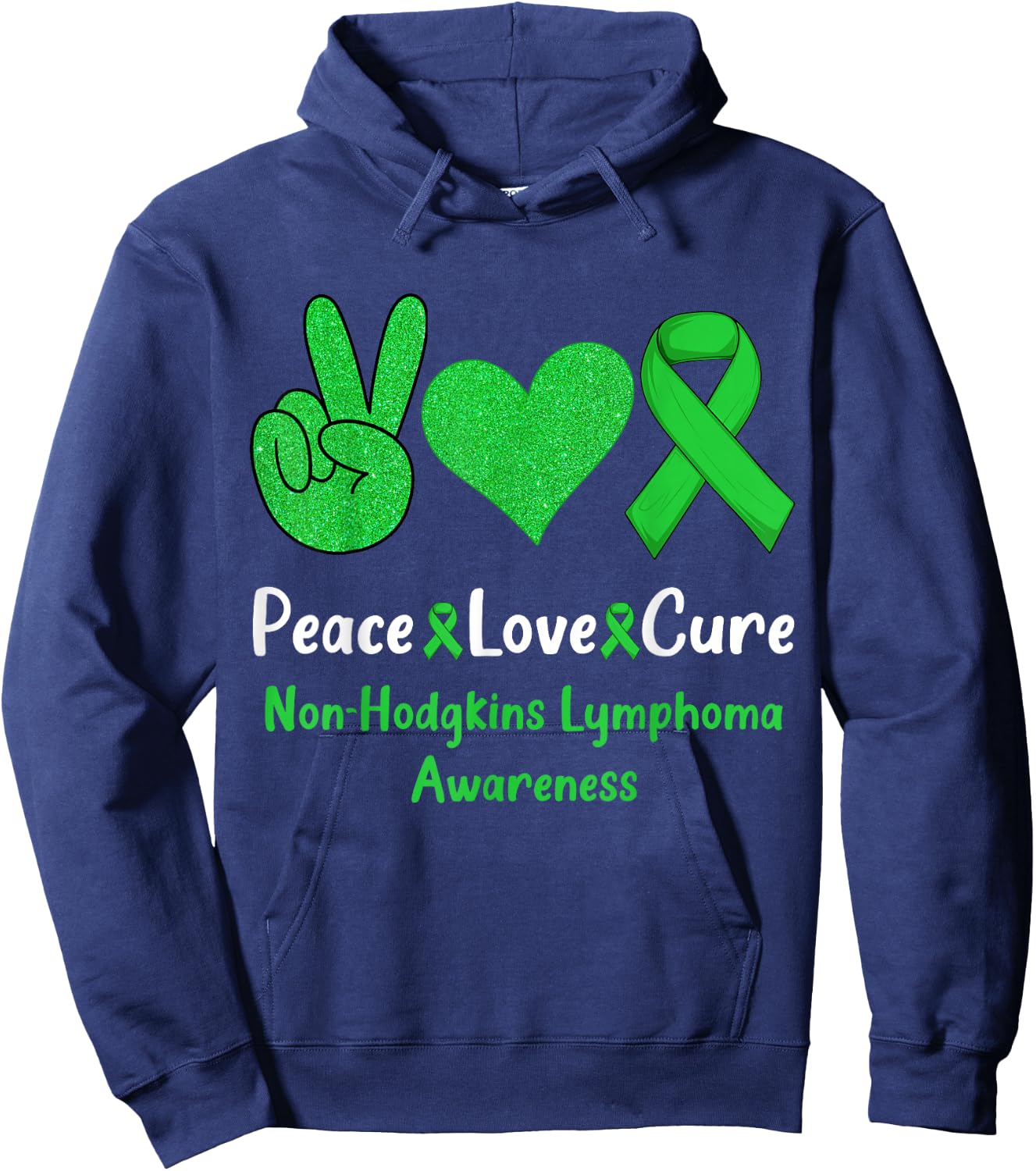 Peace Love Cure Non-Hodgkins Lymphoma Cancer Awareness Cute Hoodie - Hoodie | Navy