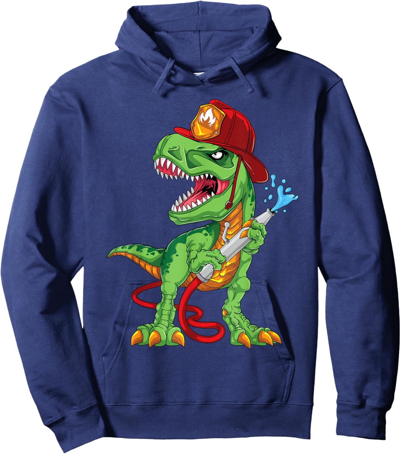 Firefighter Dinosaur T-rex Outfit For Fireman Firetruck Boys Hoodie - Hoodie | Navy