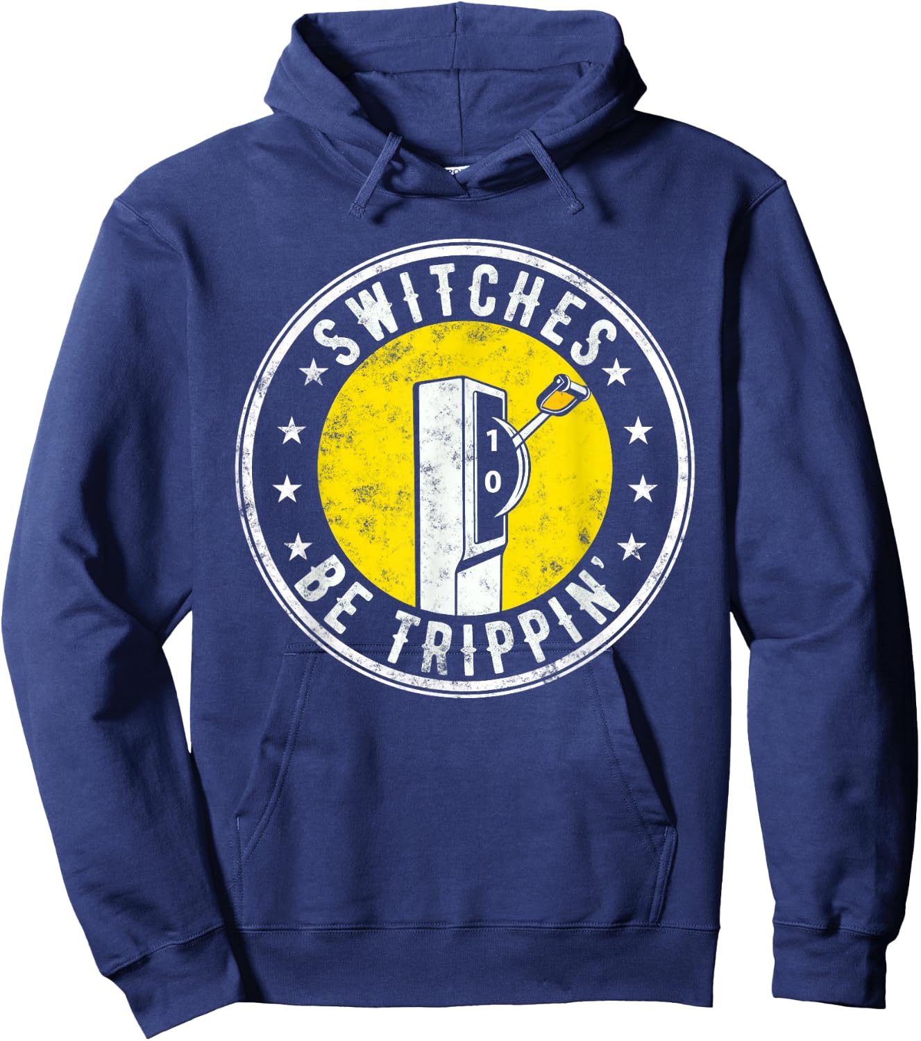 Who love Electric Cable Lineman Switches Be Trippin' Funny Electric Electrician - -Adults, Black, Small Hoodie - Hoodie | Navy