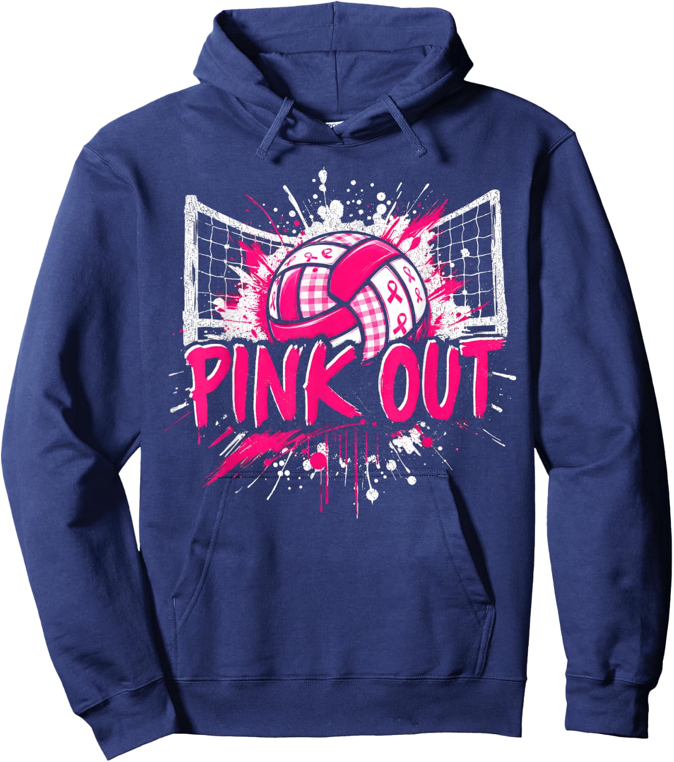Pink Out Volleyball Breast Cancer Awareness Men Women Kid Hoodie - Hoodie | Navy