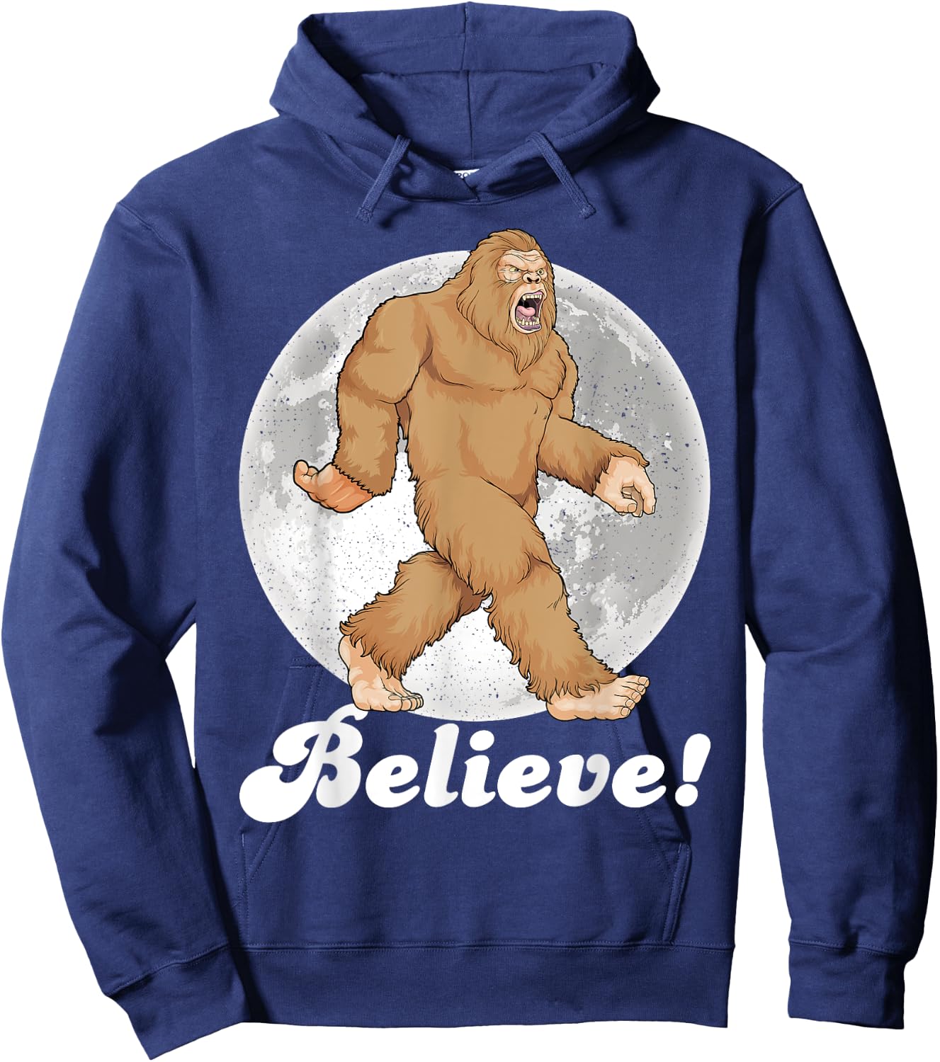 Bigfoot Night Stroll Sasquatch Retro Moon Bigfoot Believe Hoodie - Hoodie | Navy