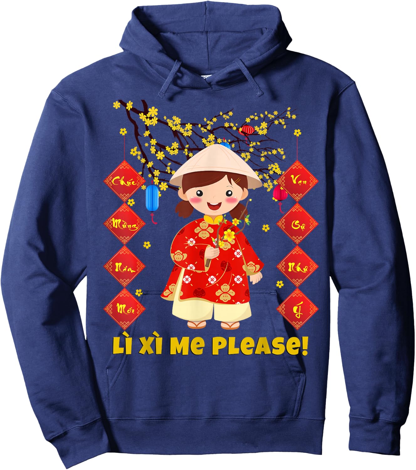 Li Xi Me Please - Chuc Mung Nam Moi 2022 Girls Toddler Kids Hoodie - Hoodie | Navy