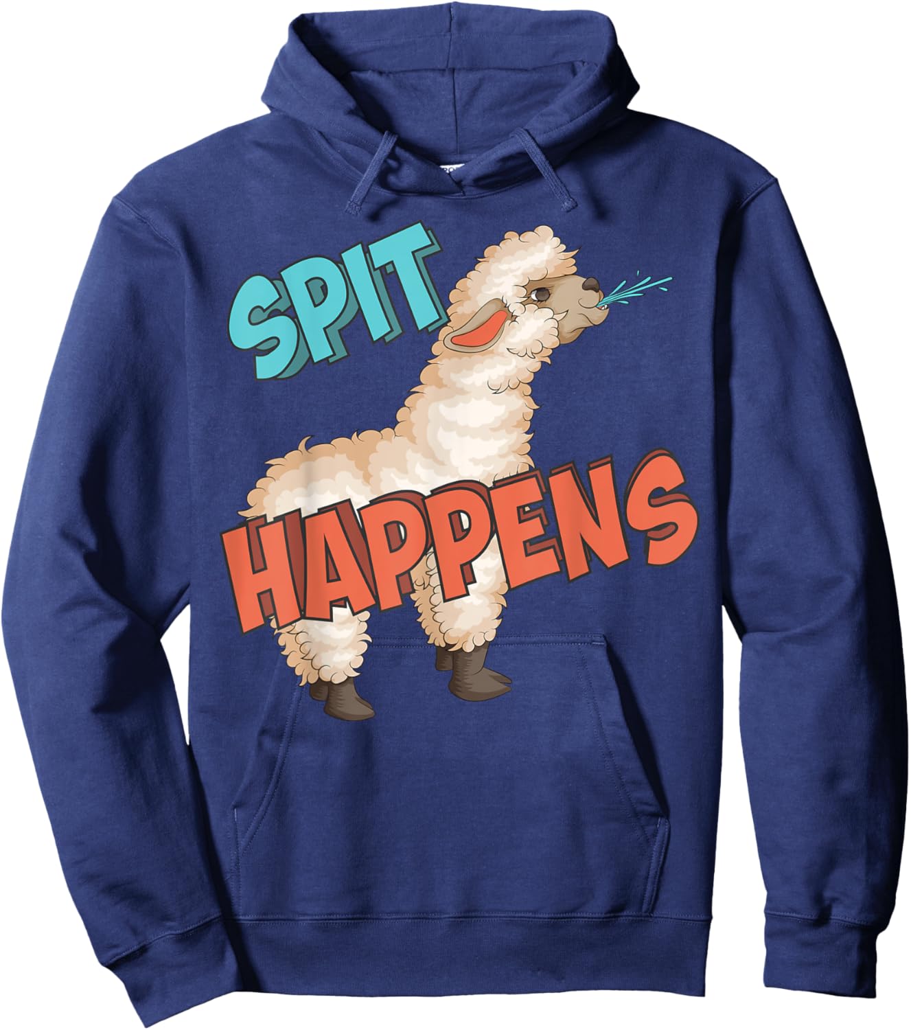 Funny Spit Cute Llama Alpaca Animal Pun Happens Lover Gift Hoodie - Hoodie | Navy