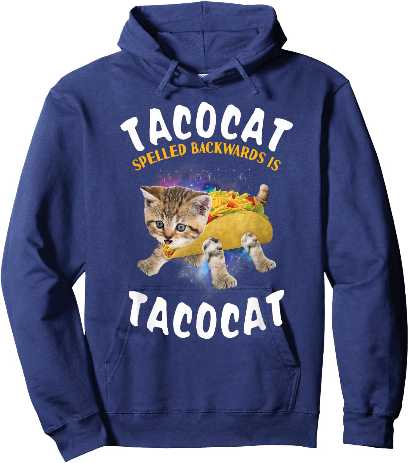 Tacocat Spelled Backward is Tacocat Cat and Taco Lover Hoodie - Hoodie | Navy