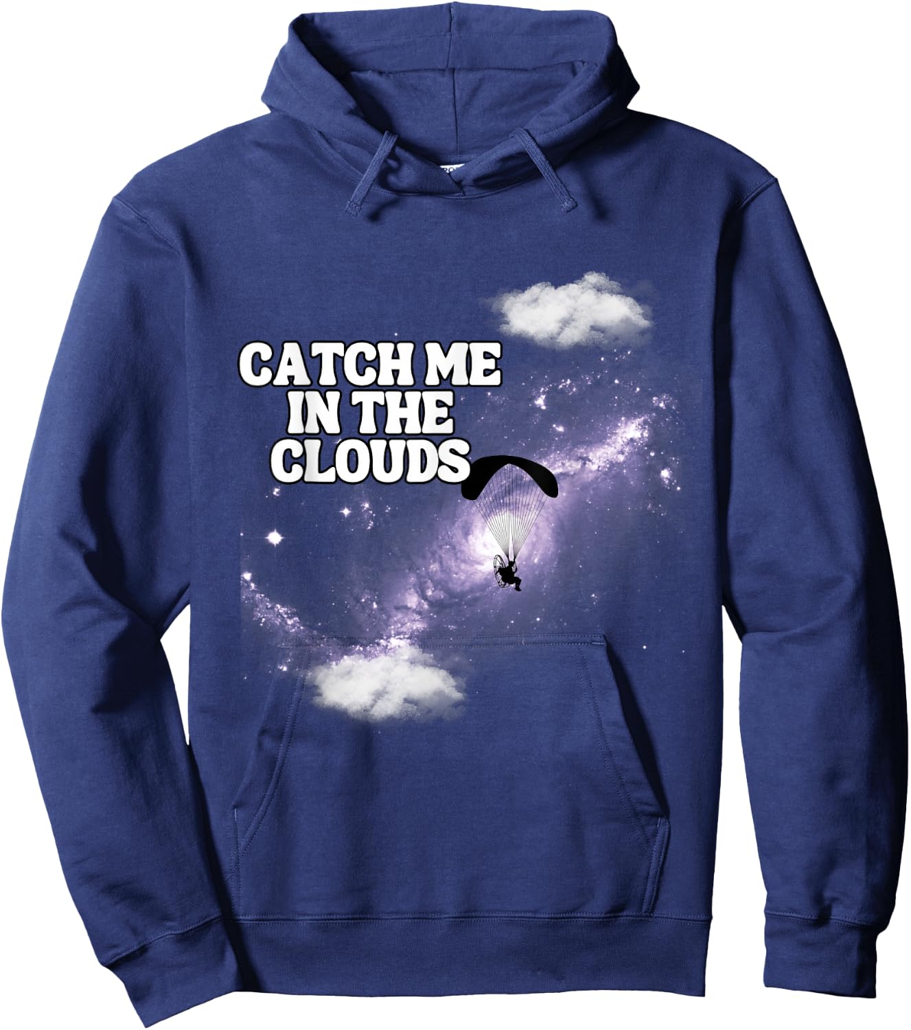 Flying with a Paramotor in the Space or Universe - Adults' Black Small Classic Fit Short Sleeve with Round Collar - Paramotoring Pilot Training Hoodie - Hoodie | Navy