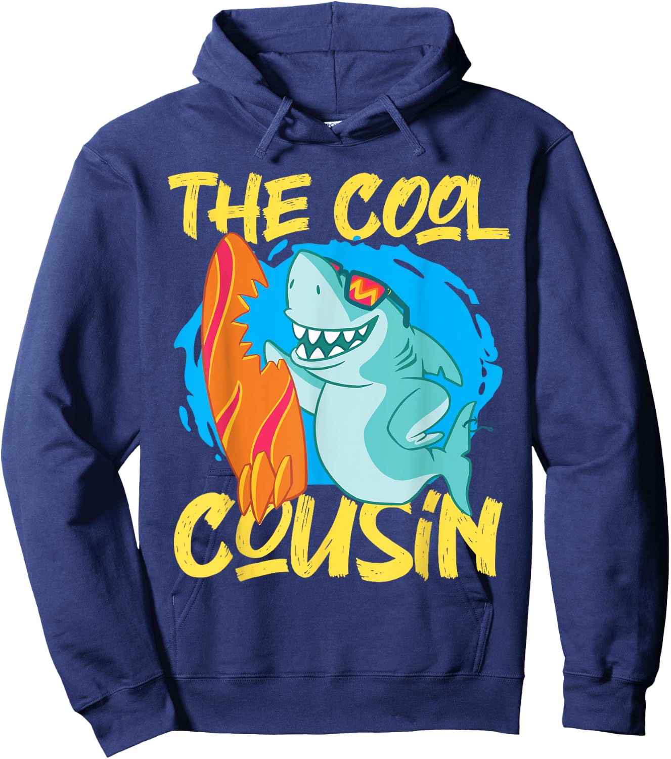 The Cool Cousin Shark With Surfboard Hoodie - Hoodie | Navy