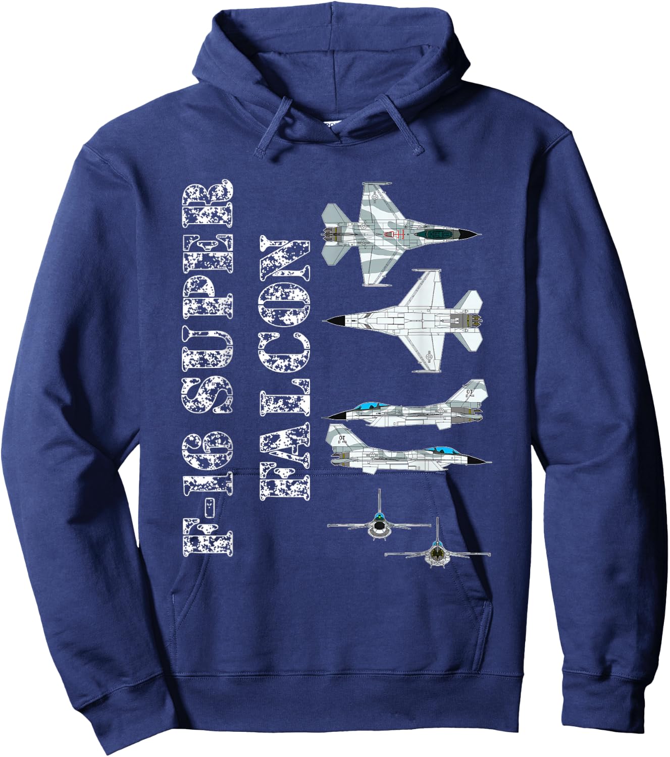 F16 Jet Aircraft Fighter Jet Blueprint Design F-16 Hoodie - Hoodie | Navy