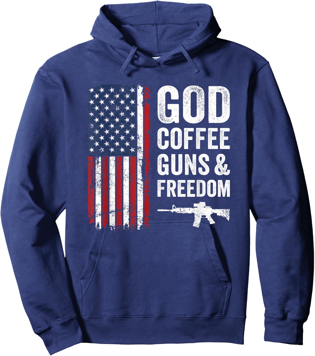 God Coffee Guns & Freedom - Pro Gun 4th Of July USA Flag Women Men Hoodie - Hoodie | Navy