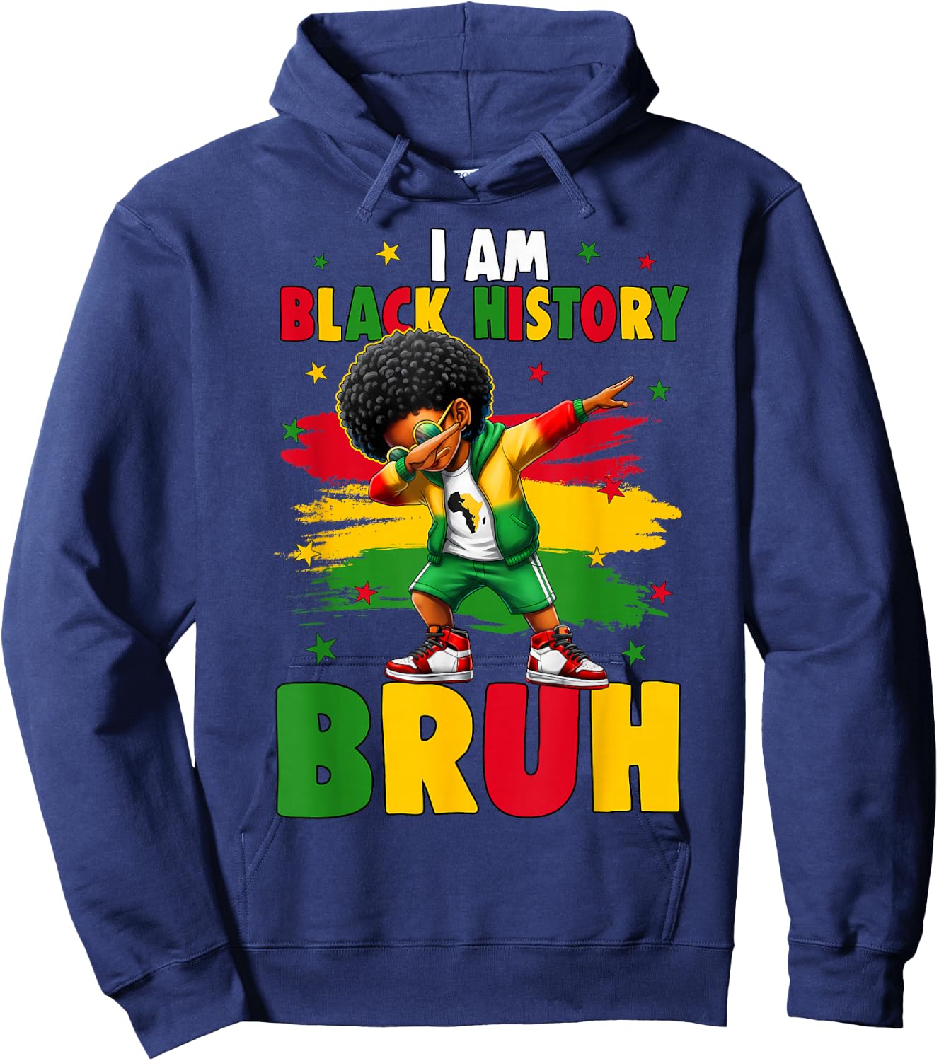 I Am Black History Bruh Dabbing Kid Black History Month Boys Hoodie - Hoodie | Navy