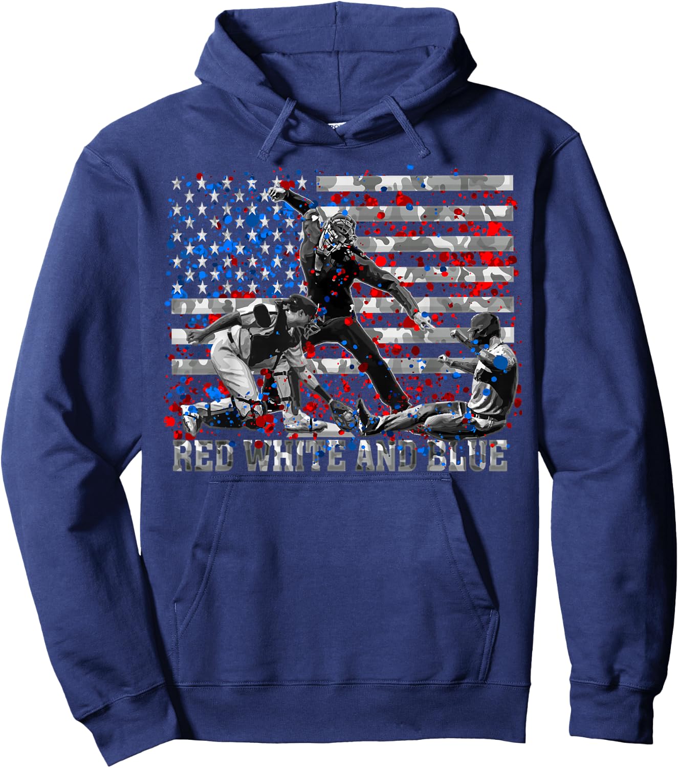 American Flag Patriotic Funny Baseball Umpire Blue Gift Hoodie - Hoodie | Navy