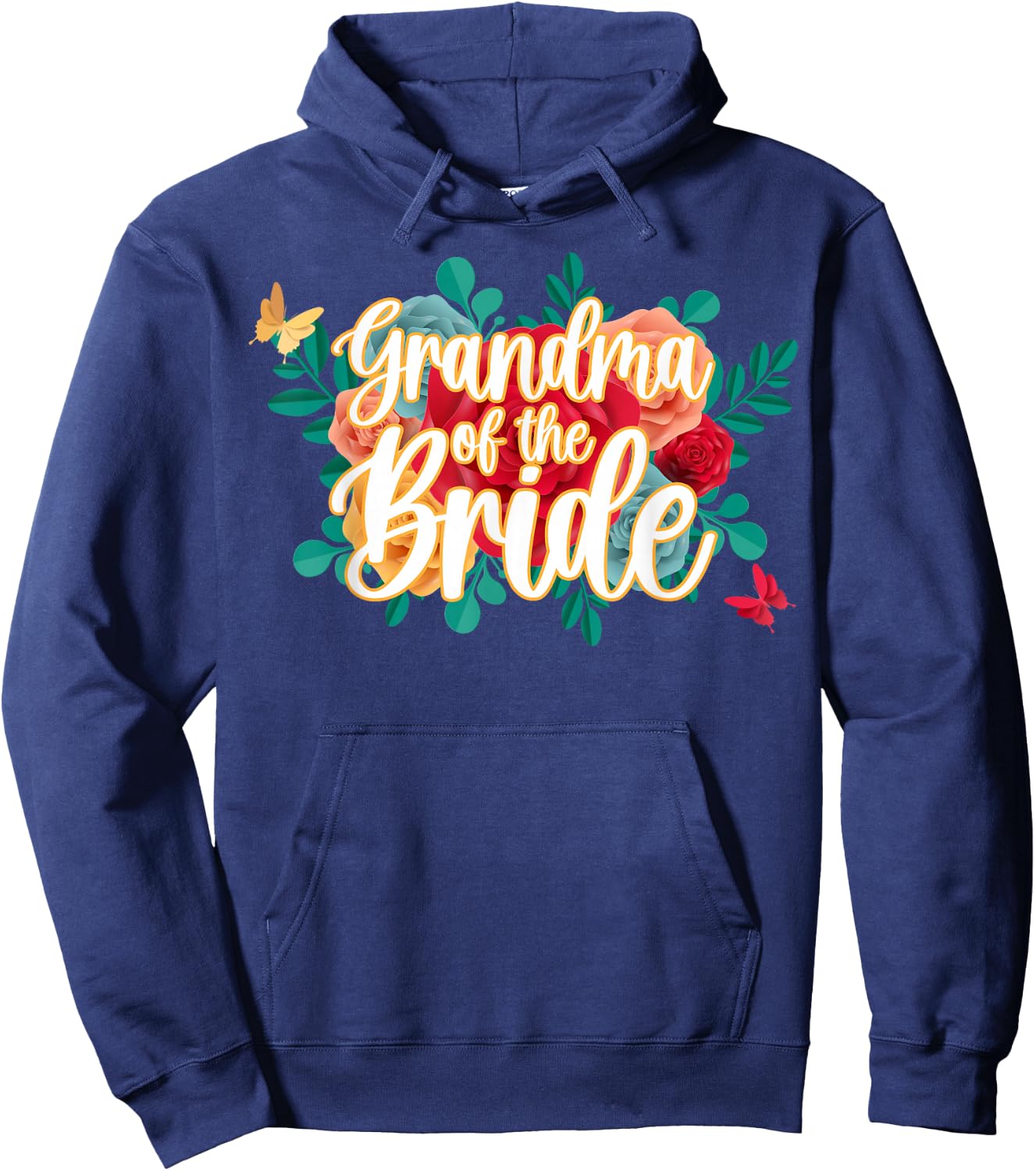 Grandma of The Bride Flower Grandmother of The Bride Grandma Hoodie - Hoodie | Navy