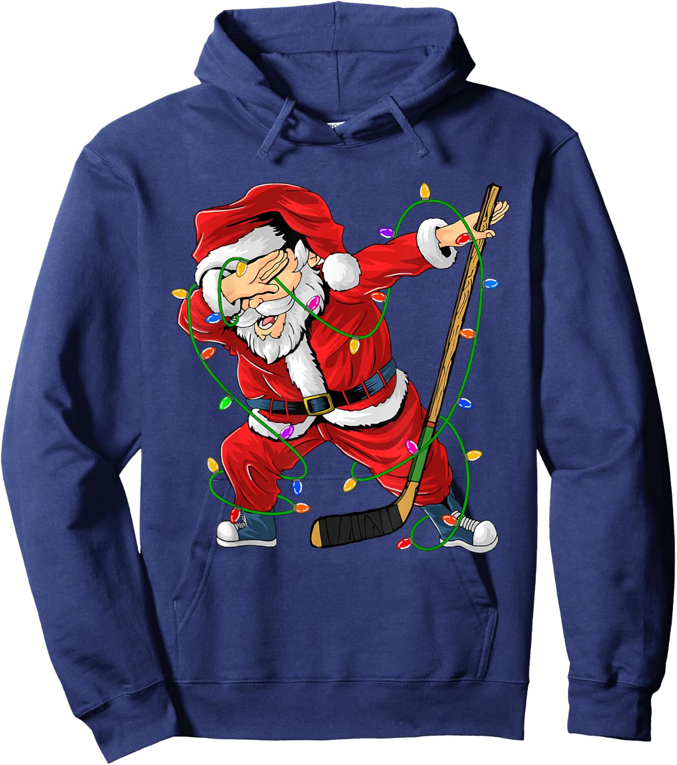 Merry Christmas Ice Hockey Dabbing Santa Claus Hockey Player Hoodie - Hoodie | Navy