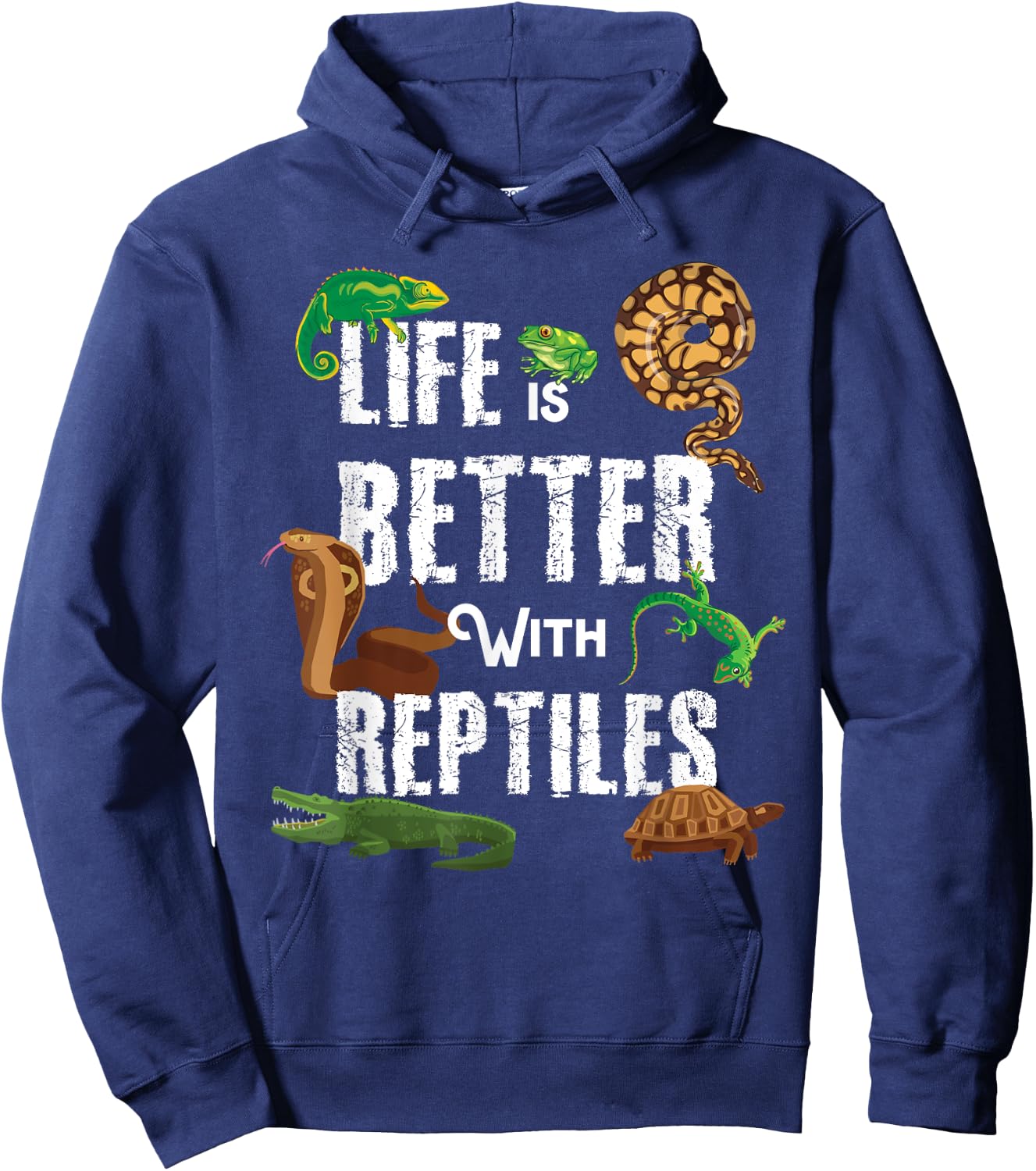 Life Is Better With Reptiles Lizard Reptile Pet Lover Hoodie - Hoodie | Navy