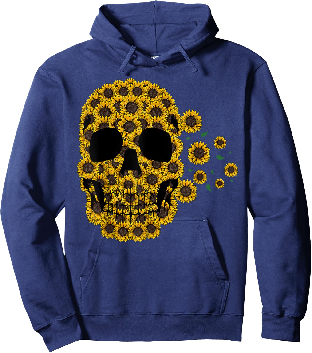 Sunflower Skull Lazy Halloween Costume Cute Skeleton Hoodie - Hoodie | Navy