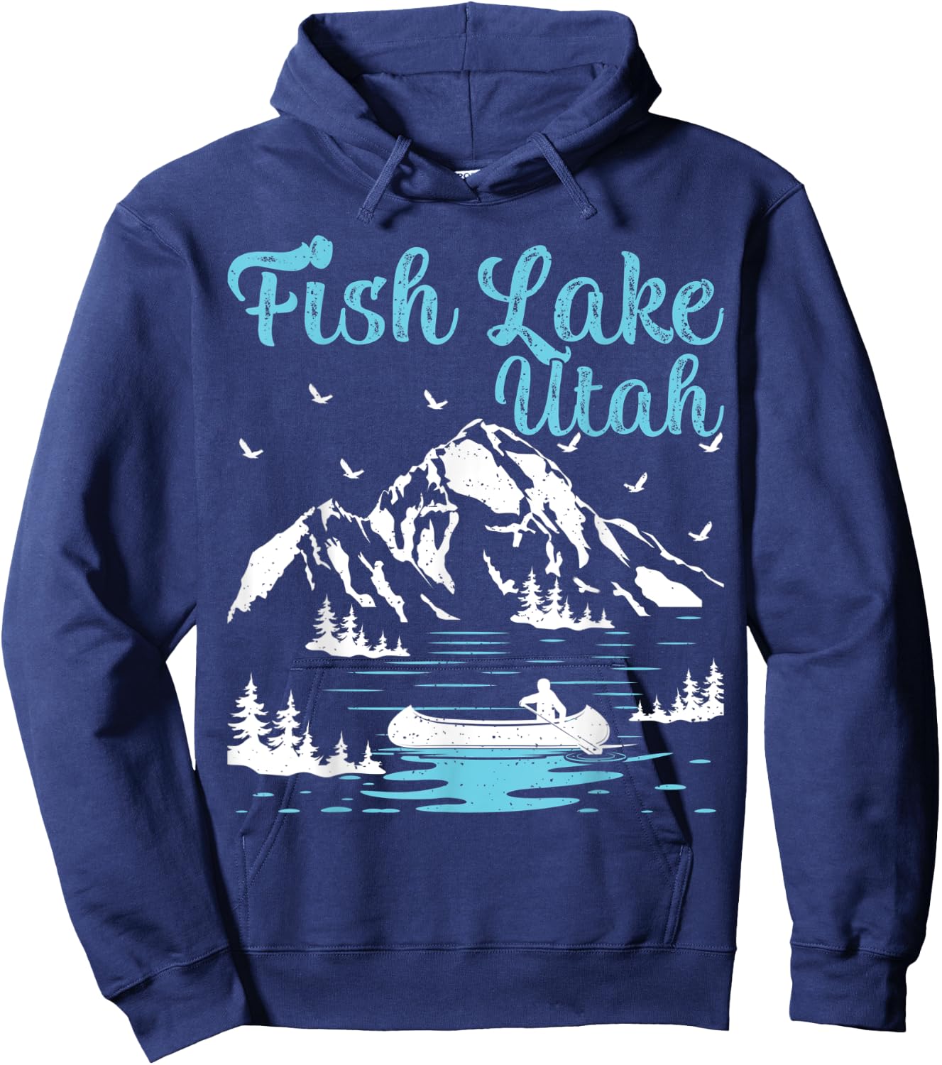 Summer Vacation Mountain Retro Utah Fish Lake Women Kids Hoodie - Hoodie | Navy