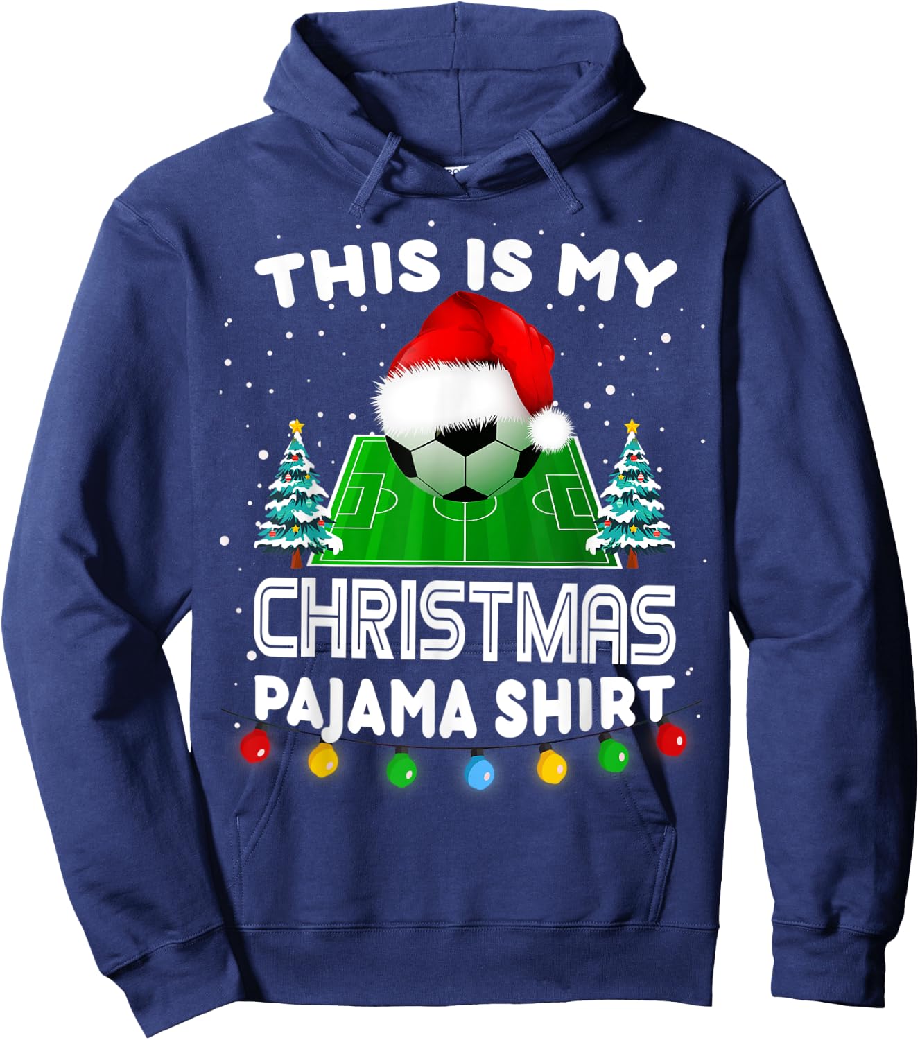 This is my Christmas Pajama shirts soccer Santa boys men Hoodie - Hoodie | Navy