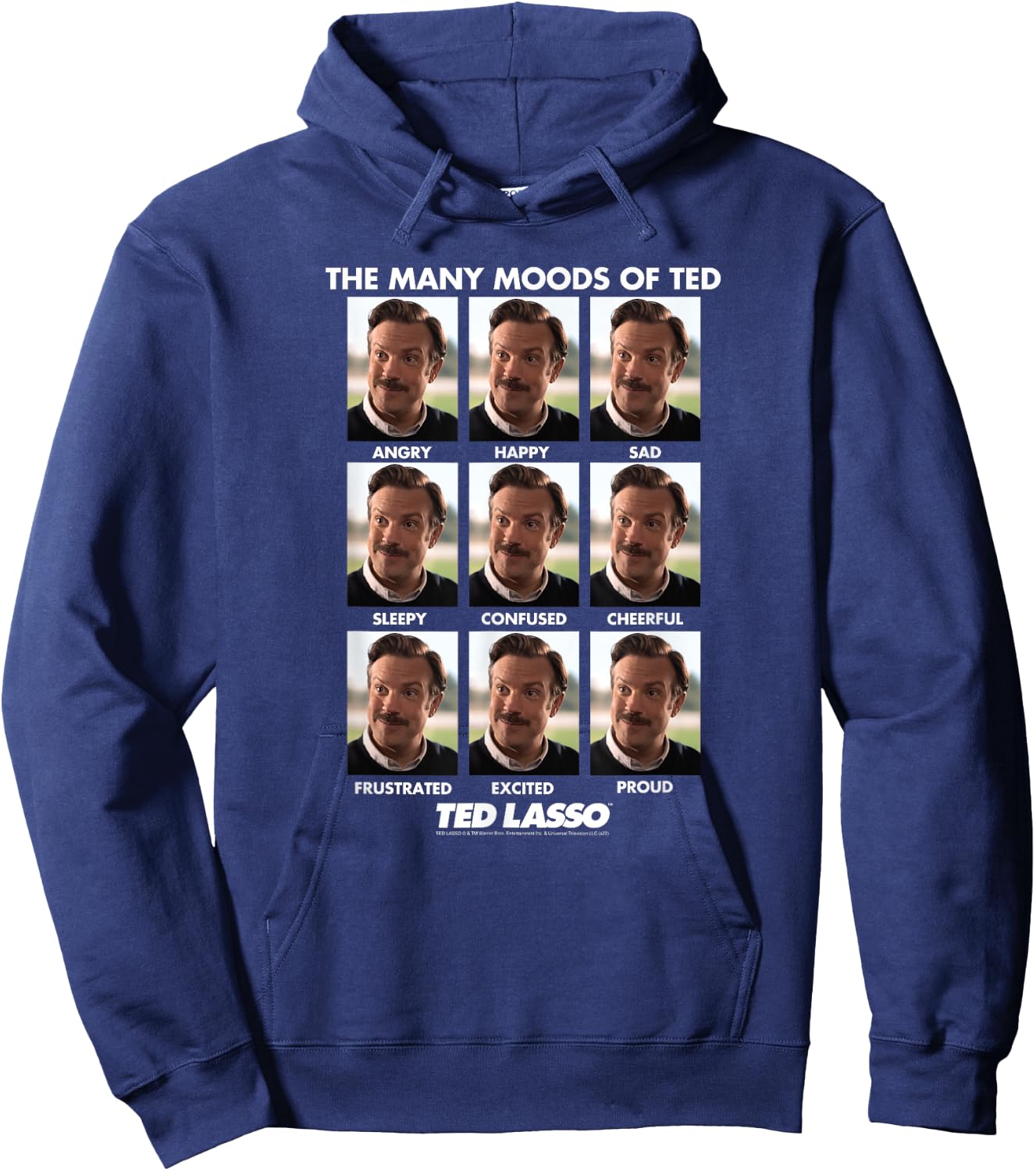 Blue Ted Lasso Football Shirt: Classic Fit Cotton with Moods of Ted Print Hoodie - Hoodie | Navy