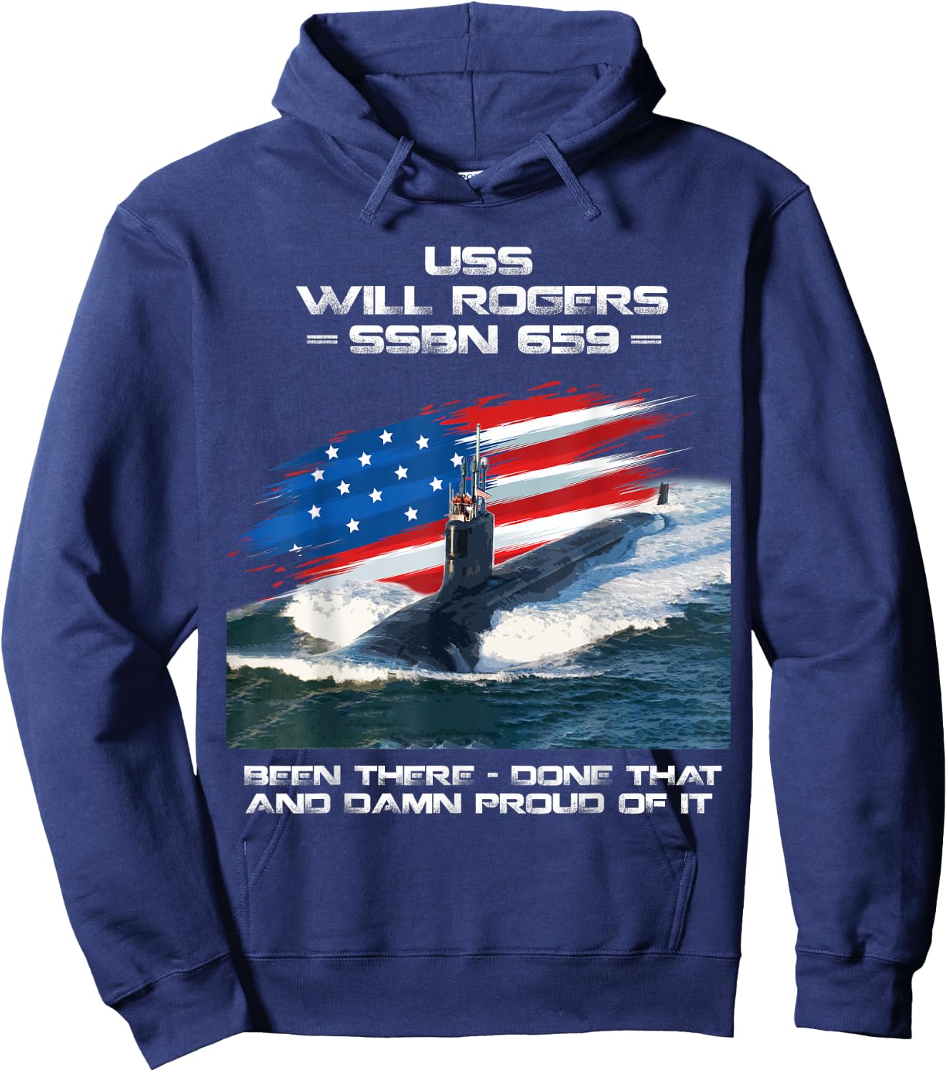 USS Will Rogers SSBN-659 American Flag Submarine Veteran Hoodie - Hoodie | Navy