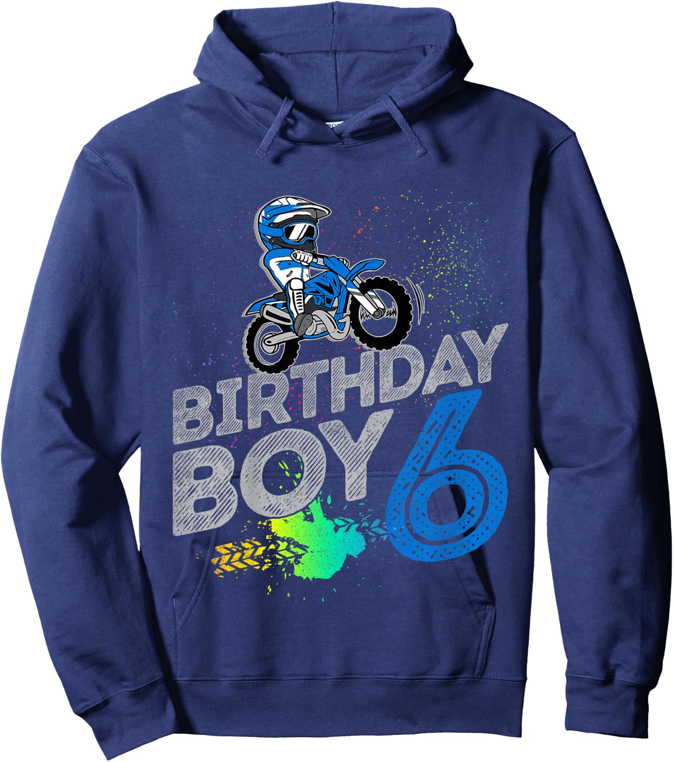 Kids Dirt Bike Rider 6 Years Old Motocross 6th Birthday Boy Hoodie - Hoodie | Navy