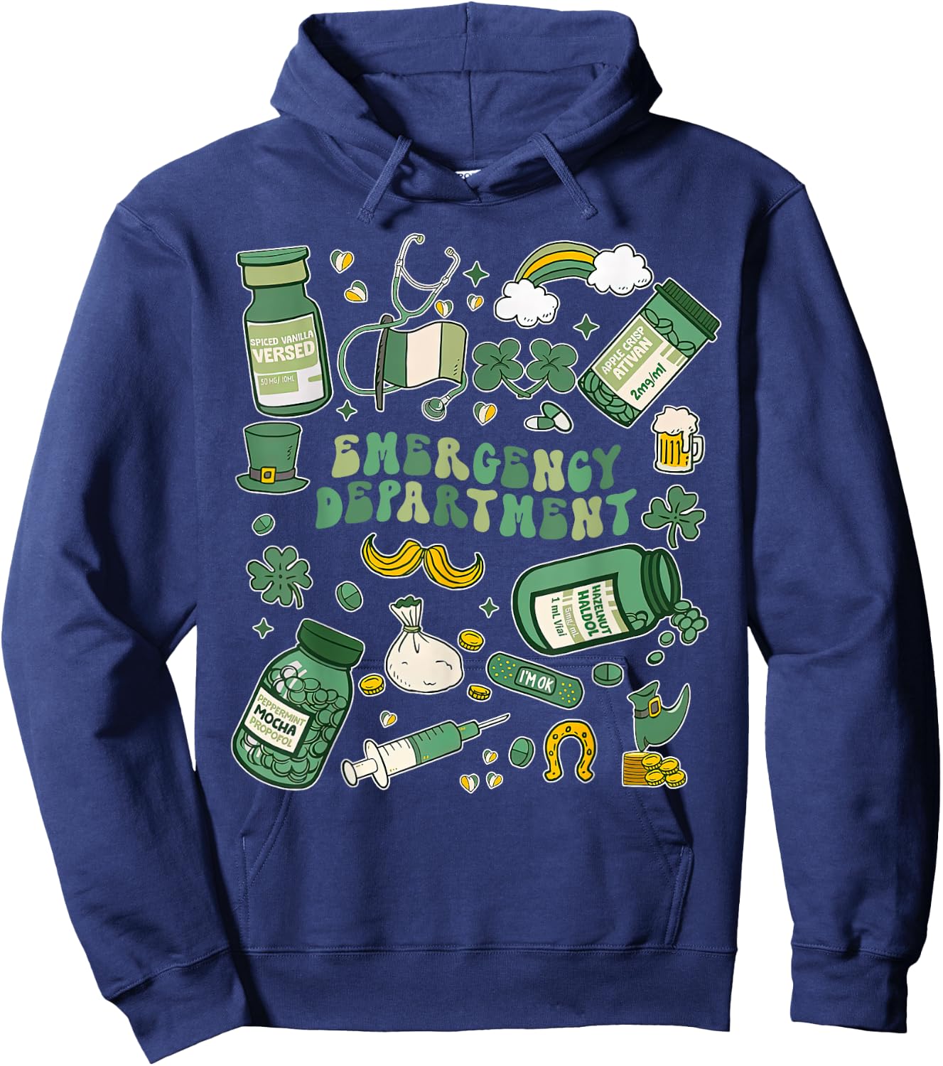Emergency Department Nurse St. Patrick's Day ER ICU Nursing Hoodie - Hoodie | Navy
