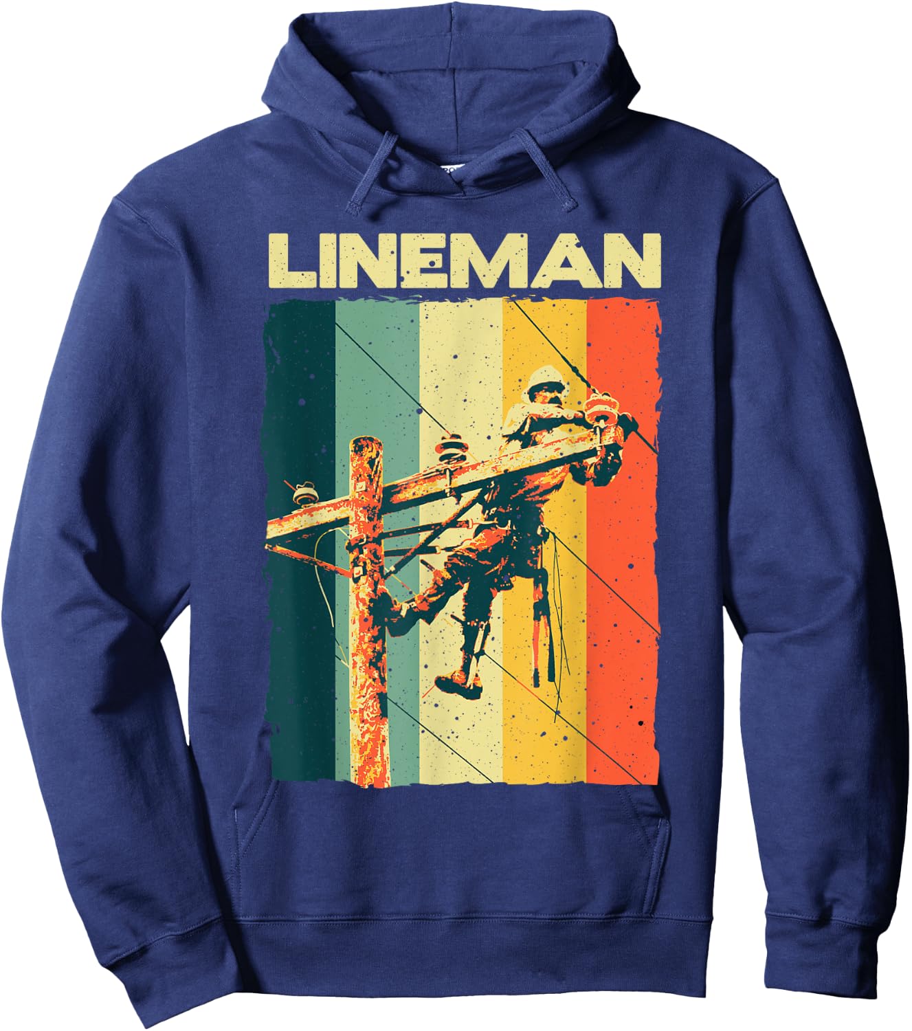 Funny Vintage Lineman Designs Men Women Electronics Lovers Hoodie - Hoodie | Navy