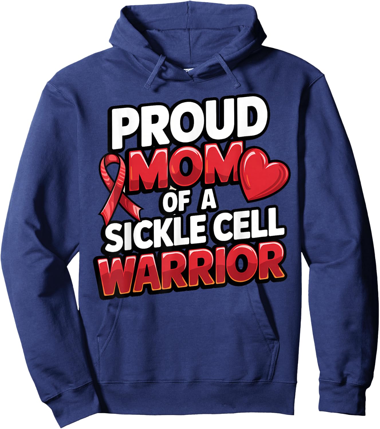 Sickle Cell Warrior Awareness Proud Mom Burgundy Ribbon Hoodie - Hoodie | Navy