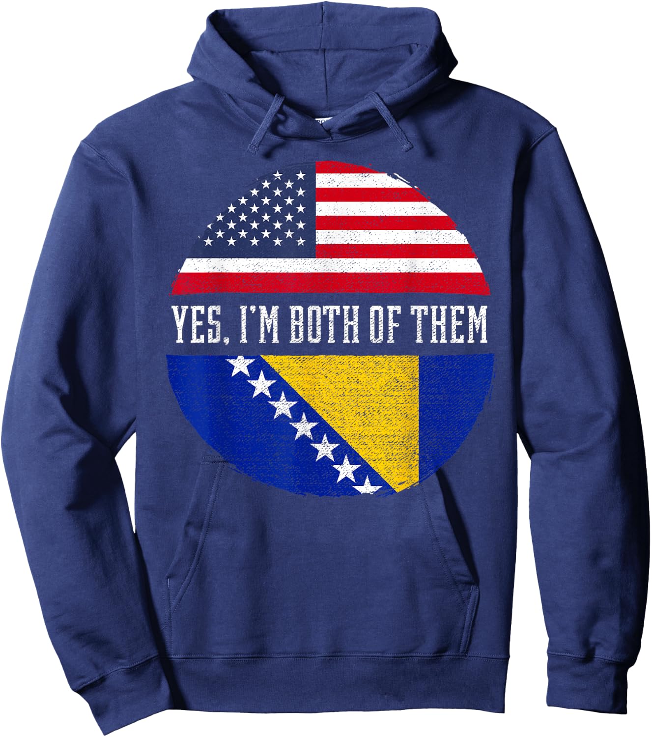 Half American Bosnian Herzegovinian Bosnia and Herzegovina Hoodie - Hoodie | Navy