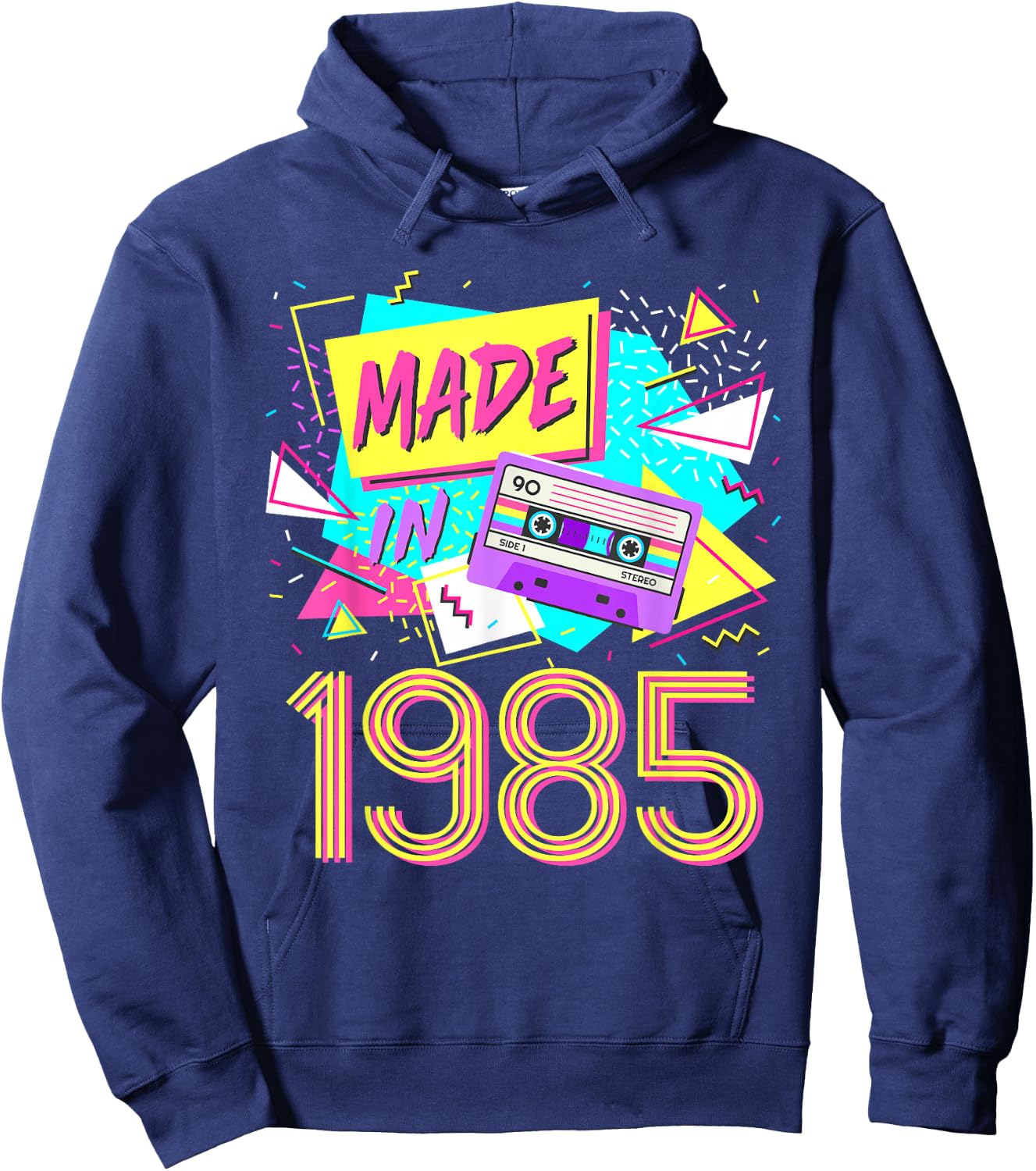 Made in 1985 37 Years Old Retro Vintage 80s 37th Birthday Hoodie - Hoodie | Navy