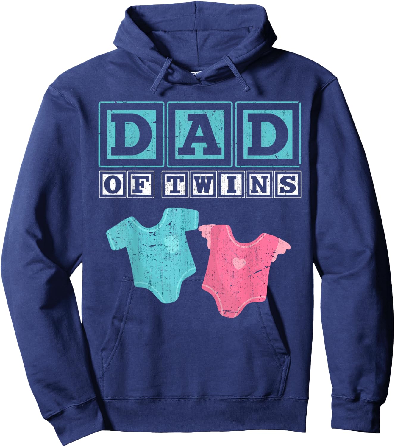 Dad of Twins Family Daddy Fathers Day Future Parents Hoodie - Hoodie | Navy