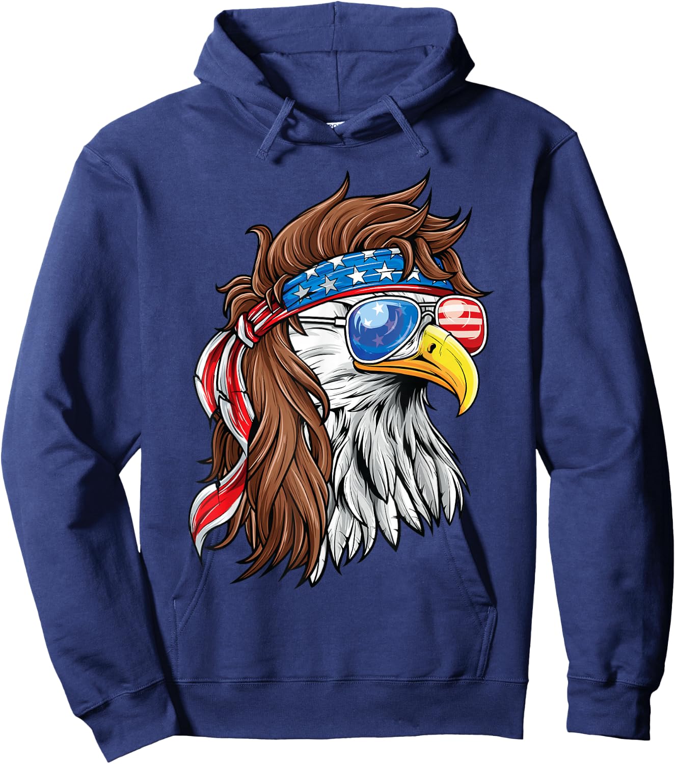Patriotic Bald Eagle Mullet USA American Flag 4th of July Hoodie - Hoodie | Navy