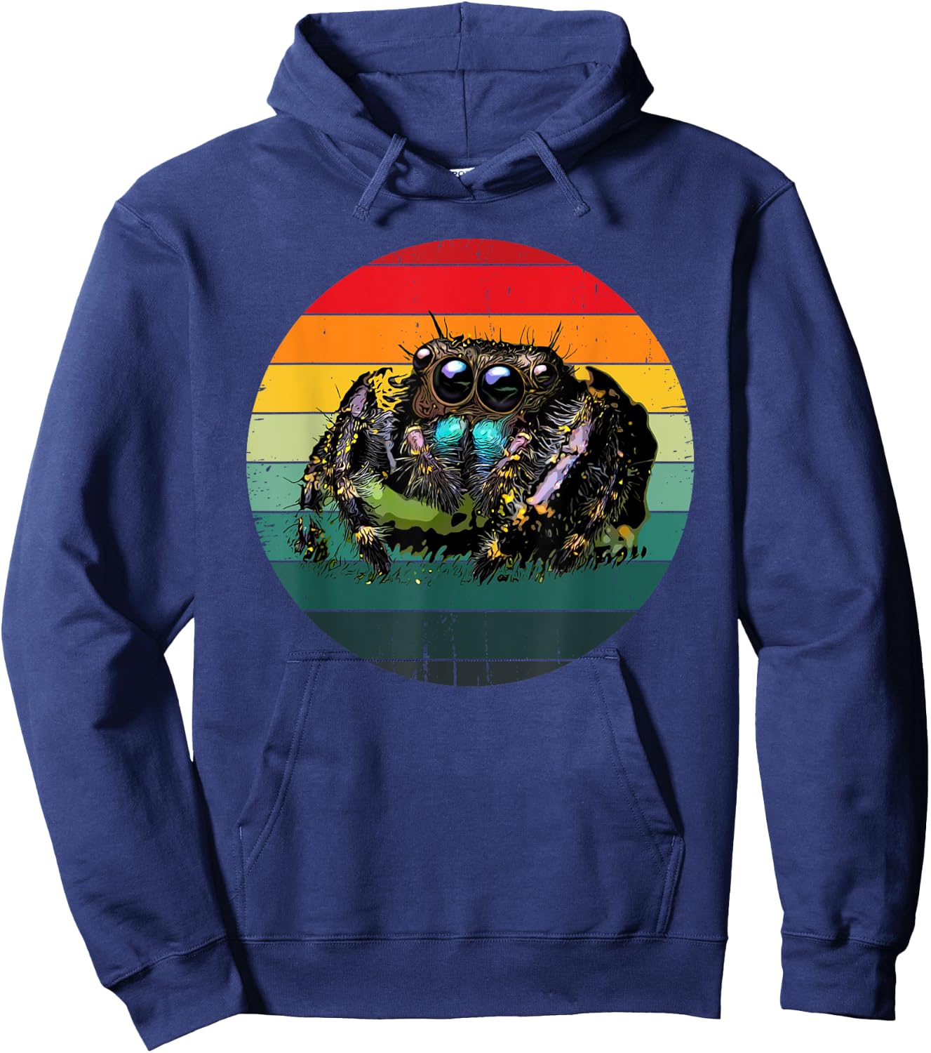 Pet Spider Mom or Dad Vintage Spooder Cute Jumping Spider Hoodie - Hoodie | Navy