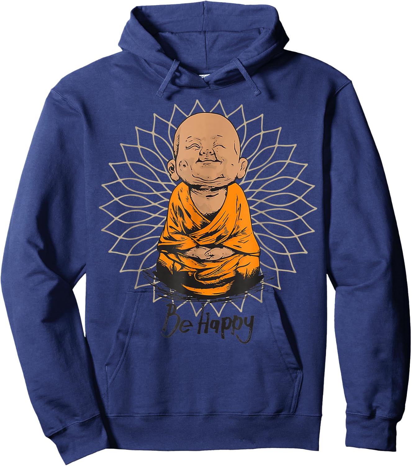 Be Happy shirt Zen Little baby Buddha Mandala T gift Hoodie - Hoodie | Navy