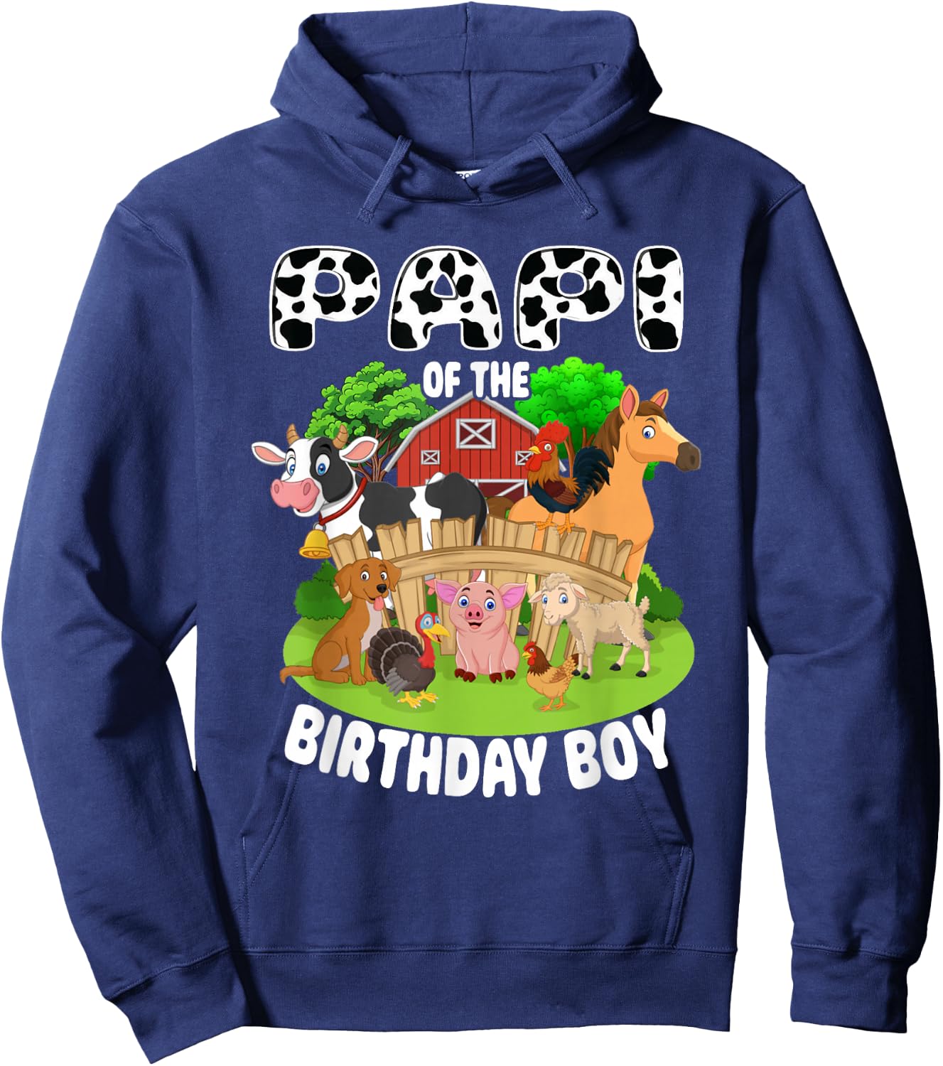 Papi of The Bday Boy Farm Animals Matching Farm Theme Hoodie - Hoodie | Navy