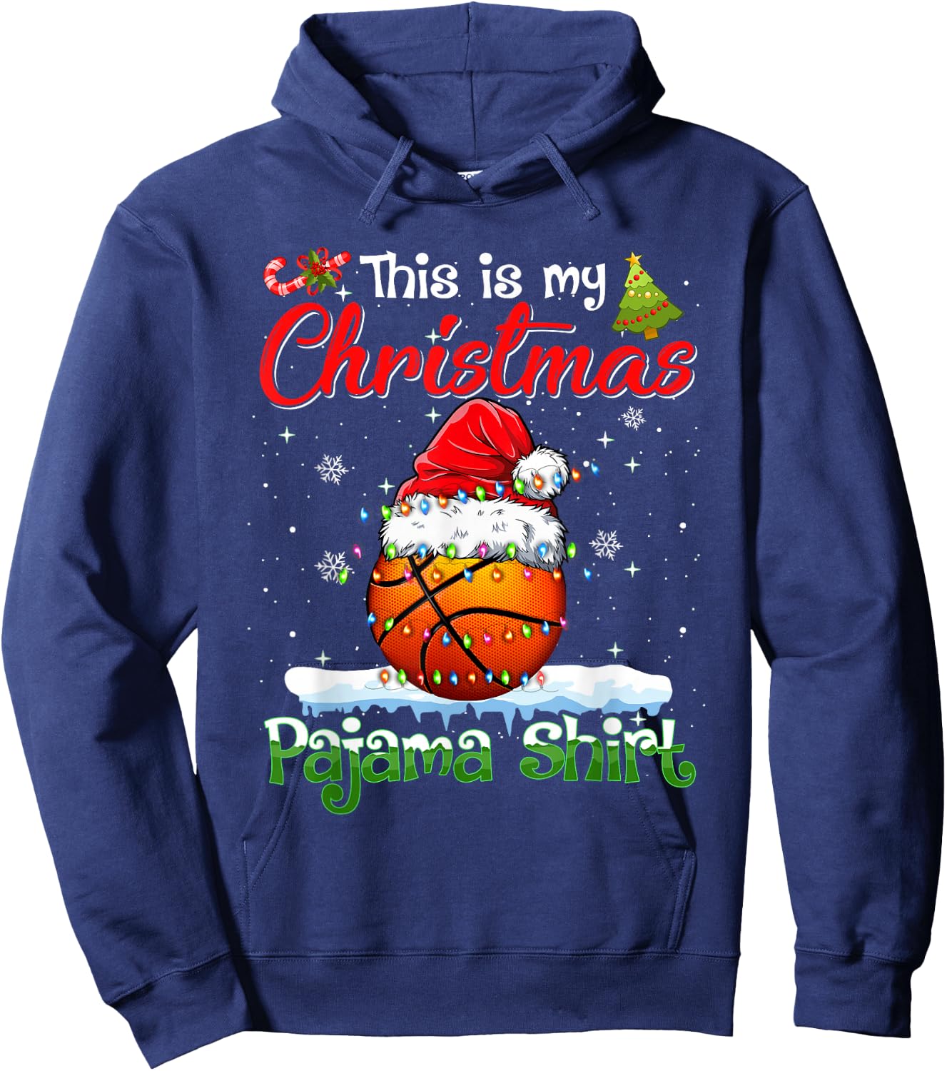 Funny Basketball Christmas Shirt Gift - -Adults, Kids - Black - Short Sleeve - Christmas Basketball Kids Hoodie - Hoodie | Navy