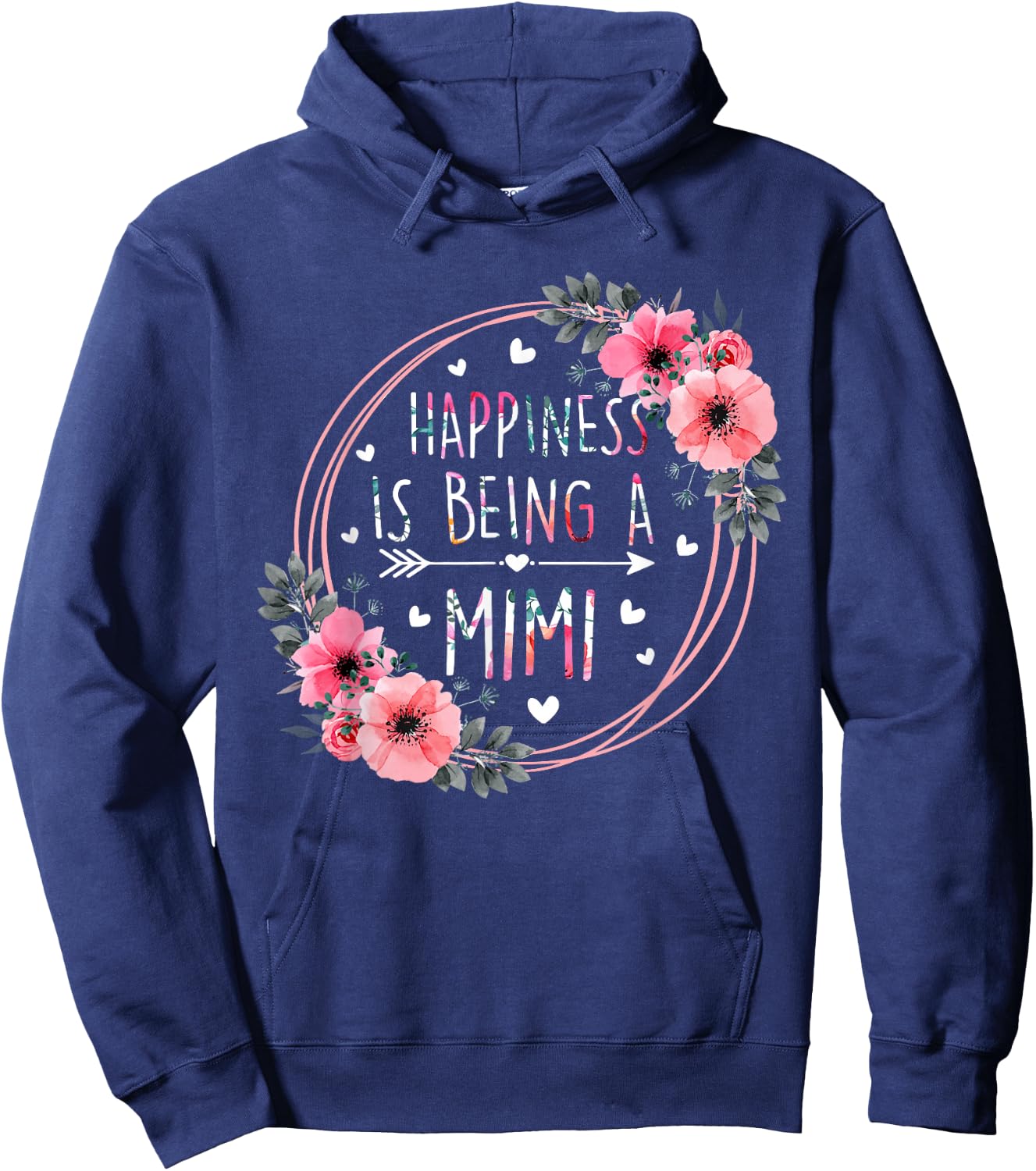Happiness is being a Mimi Announcement Mothers Day Hoodie - Hoodie | Navy