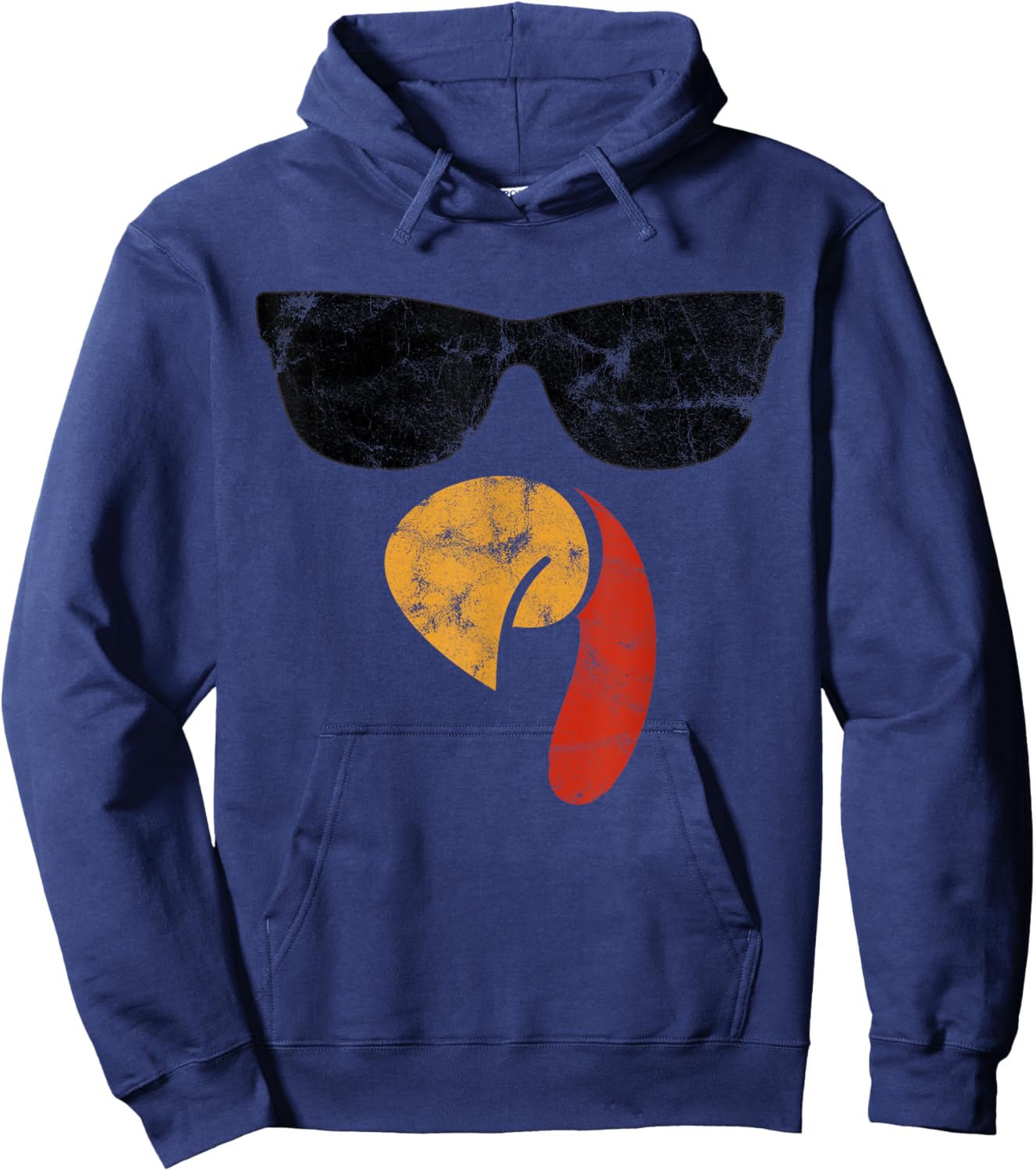 Turkey Face Thanksgiving Day Piligrim Gifts Trot Leg Day Hoodie - Hoodie | Navy