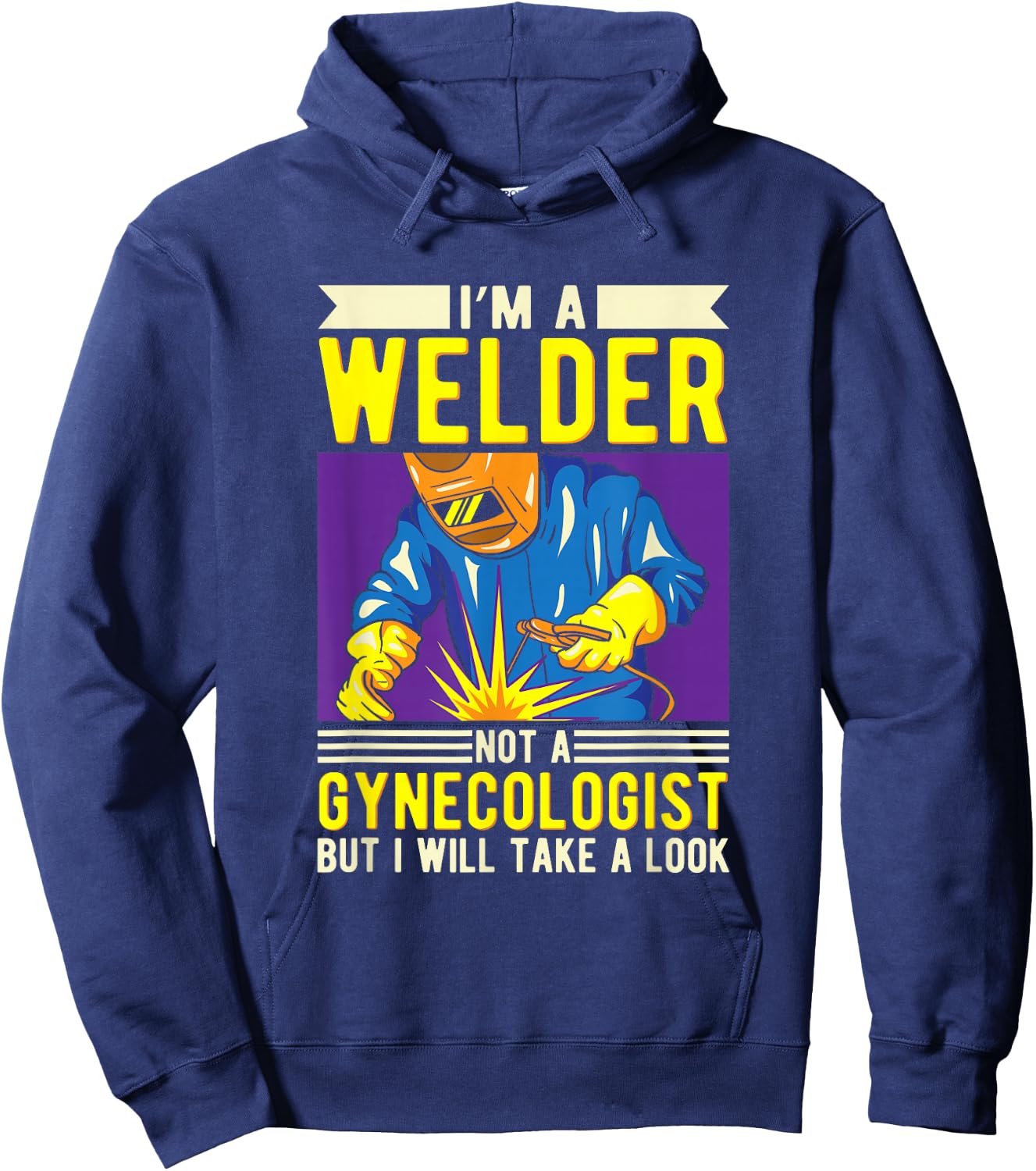 Welding T Shirts & Welder Gifts I'm A Welder Ironworker Ironsmith Welding Black Men's Medium Classic Fit Short Sleeve Hoodie - Hoodie | Navy