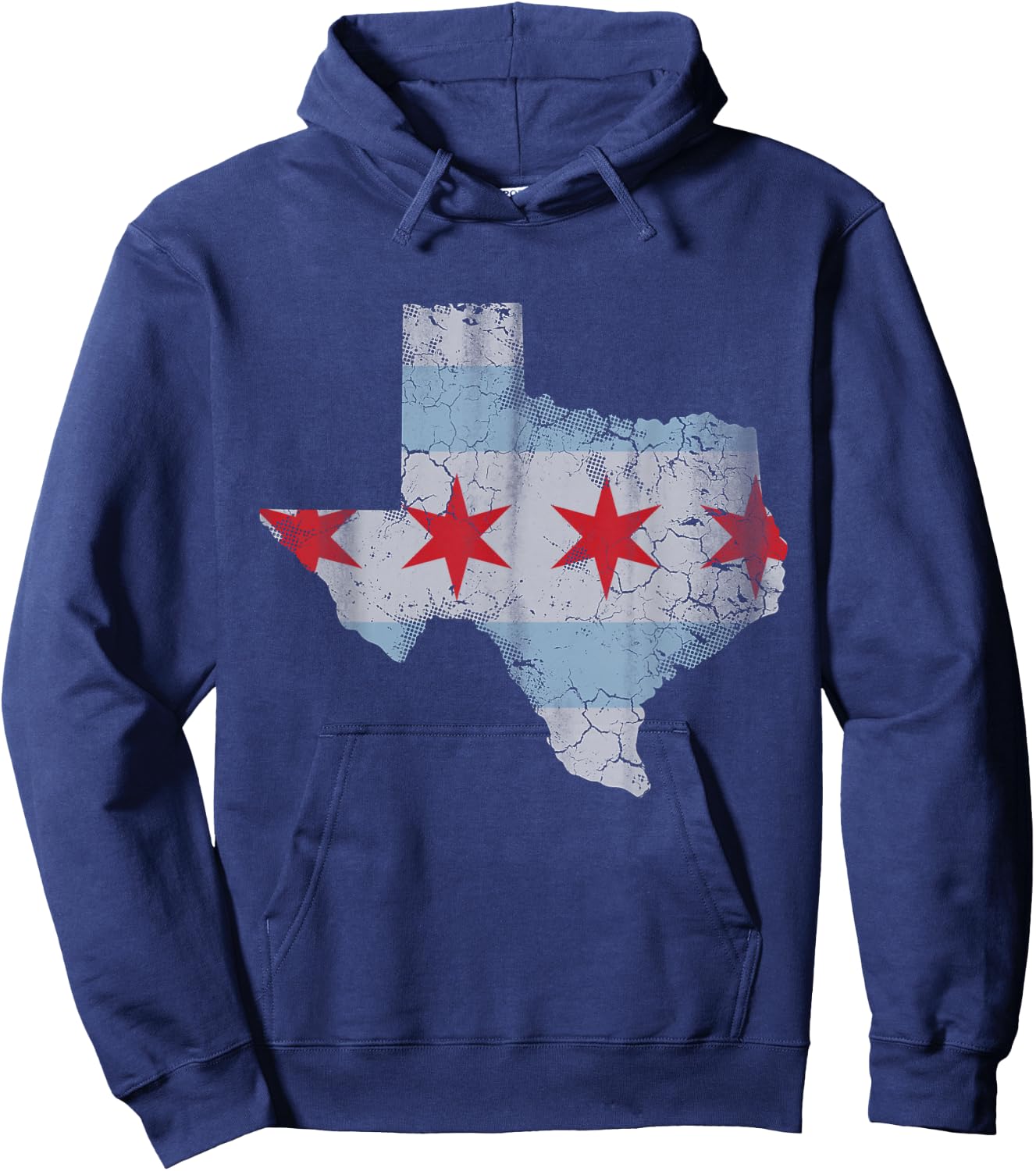Texas Chicago Flag Vintage Distressed Hoodie - Hoodie | Navy