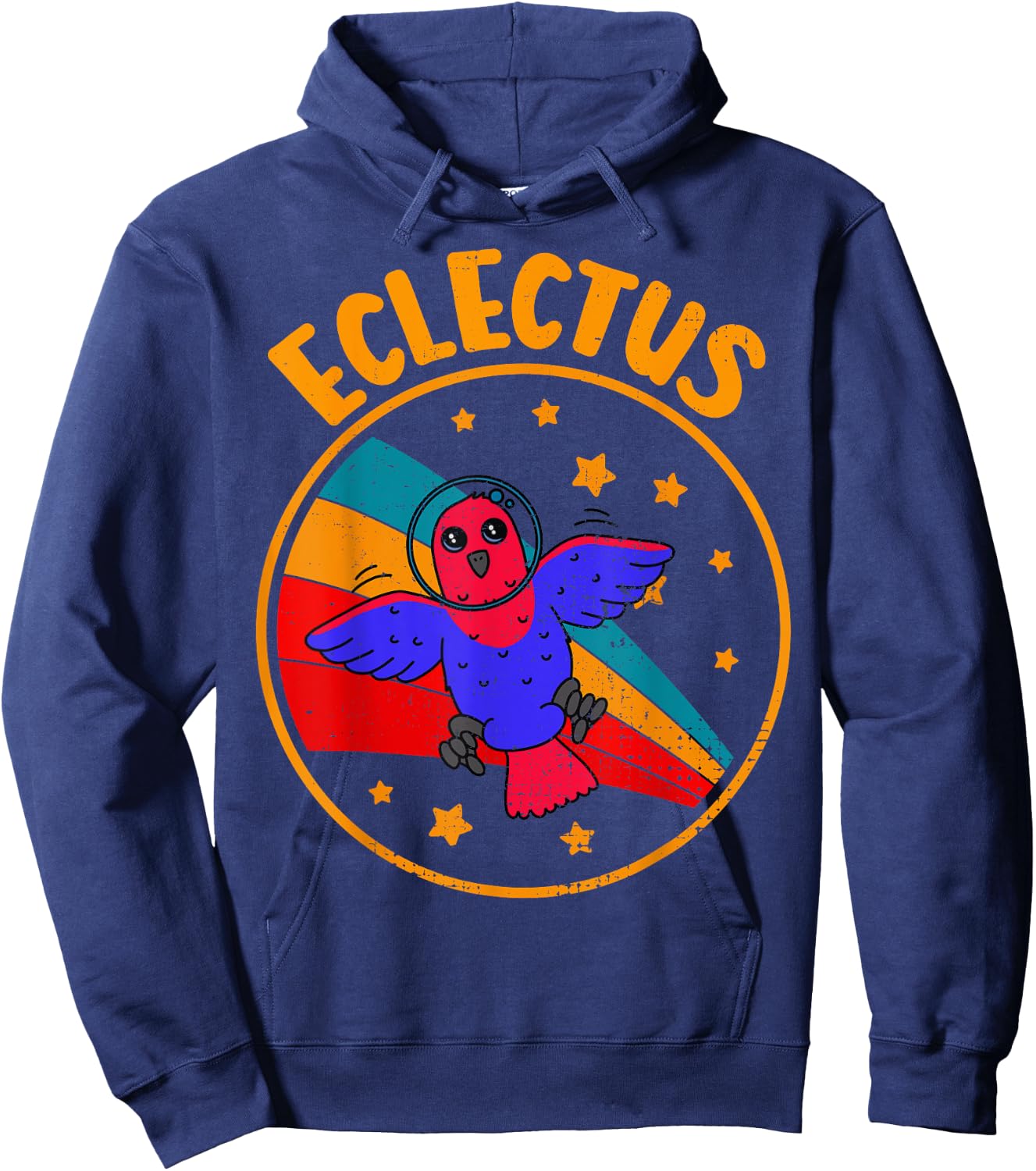 Cute Vintage Female Eclectus Parrot Retro Parrot In Space Hoodie - Hoodie | Navy