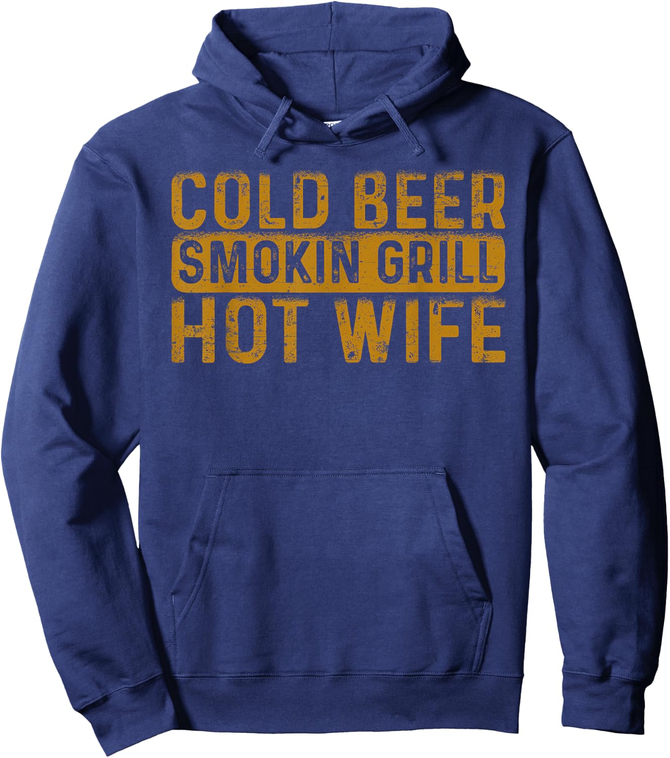 Cold Beer Smoking Grill Hotwife, Husband Wife Bbq Joke Hoodie - Hoodie | Navy