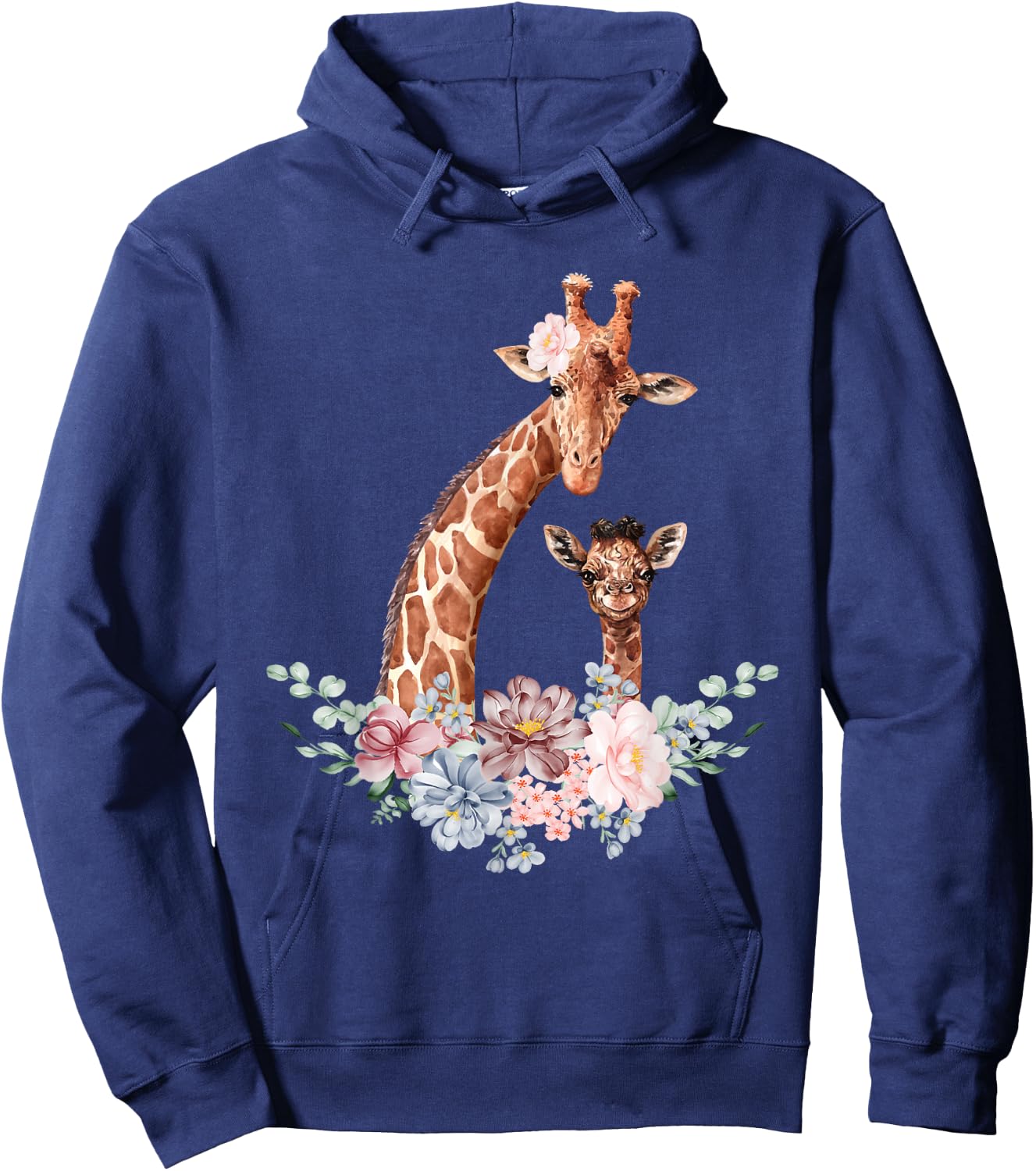 Giraffes Flowers - Giraffe Lover Zoo Animal Wildlife Hoodie - Hoodie | Navy